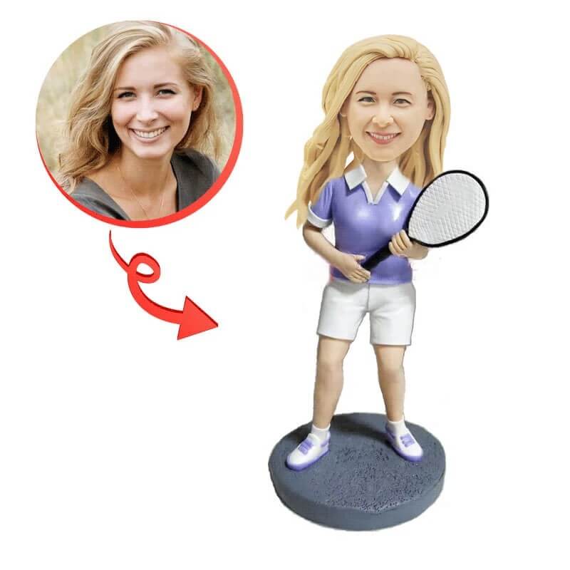Custom Female Tennis Player Bobblehead - Personalized Sports Collectible Gift for Women - Perfect for Birthdays, Awards & Home Decor
