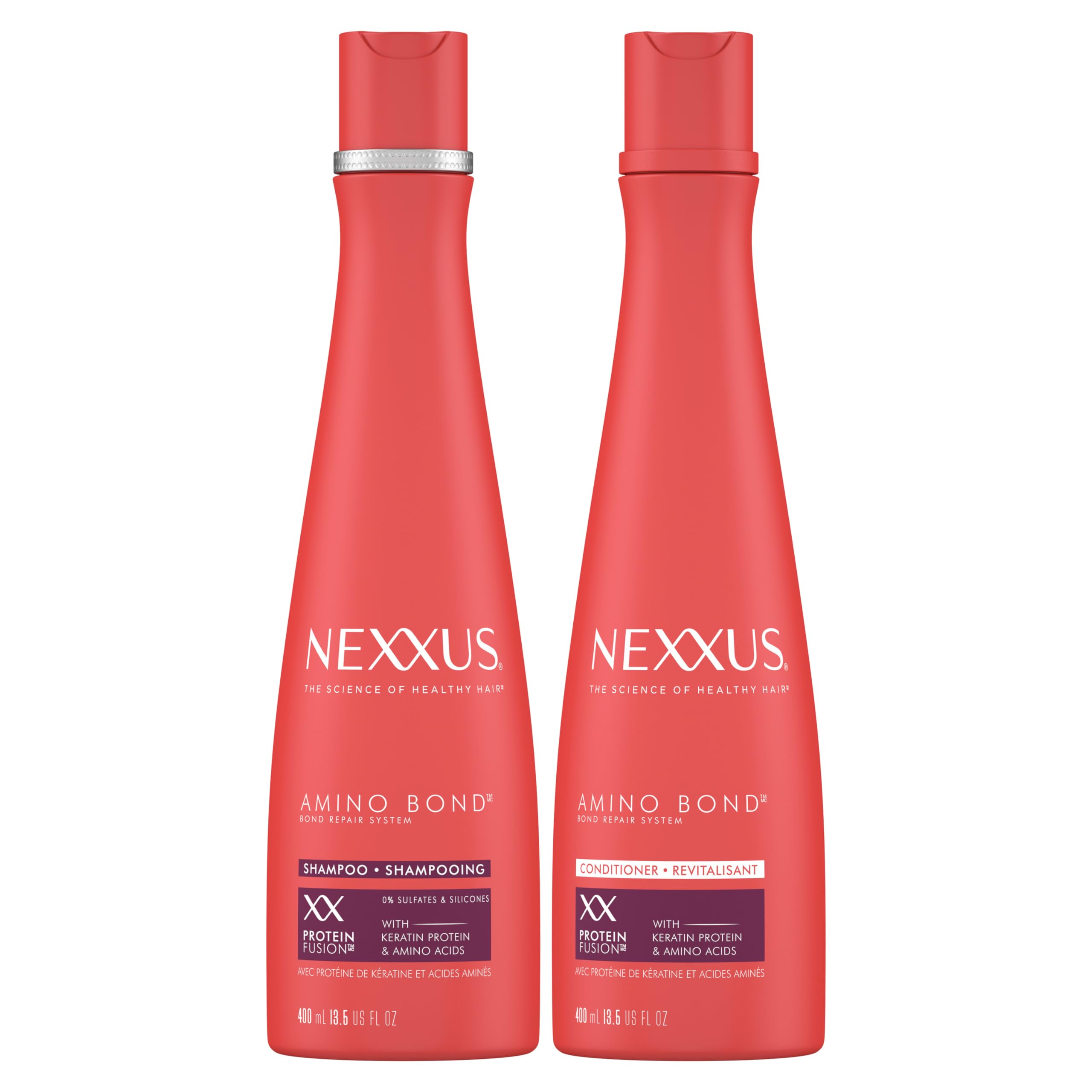 Nexxus Bond Repair Shampoo & Conditioner Bundle - 2 Pack with Keratin Protein & Amino Acids for Damaged Hair - 13.5 oz Each - Restores Strength & Shine - Perfect for Color-Treated, Bleached or Chemically Processed Hair