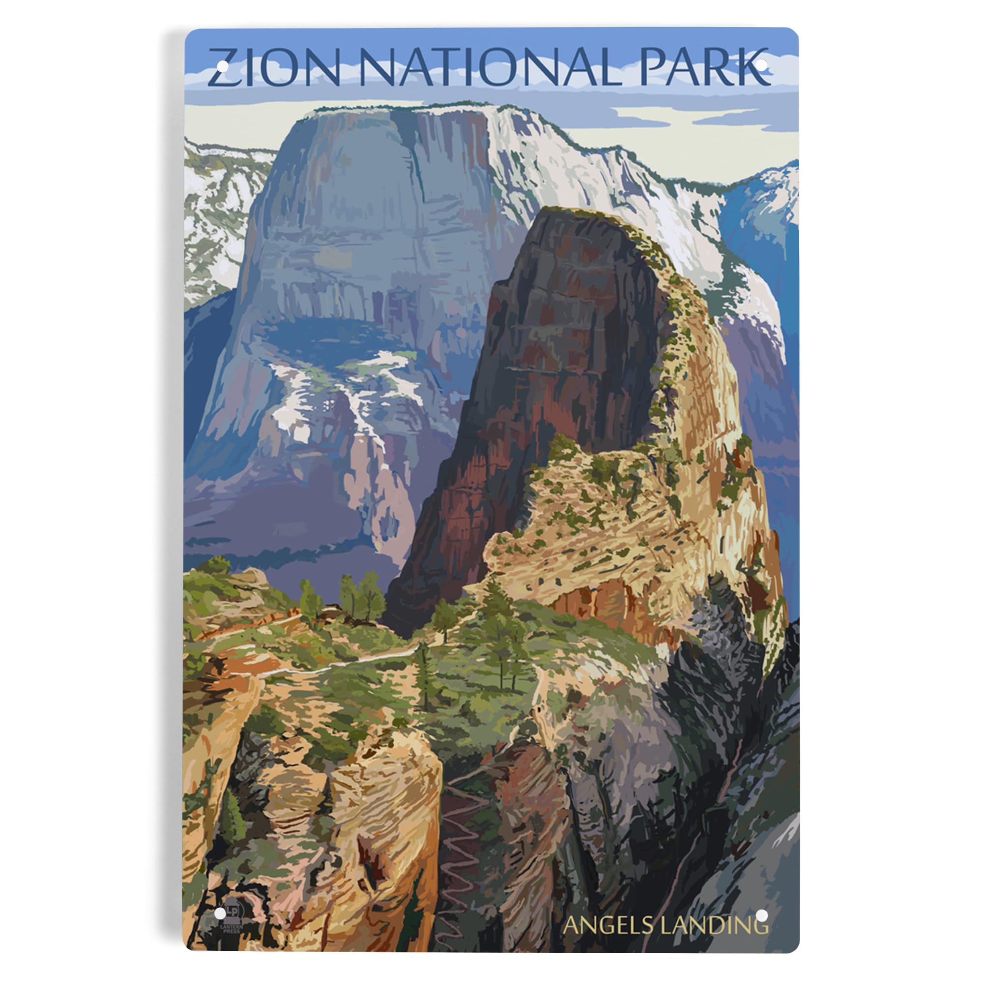 Lantern Press 6x9 Inch Metal Sign - Zion National Park Utah Angels Landing Wall Art Decor for Home, Office & Cabin | Perfect for Outdoor Enthusiasts & Nature Lovers