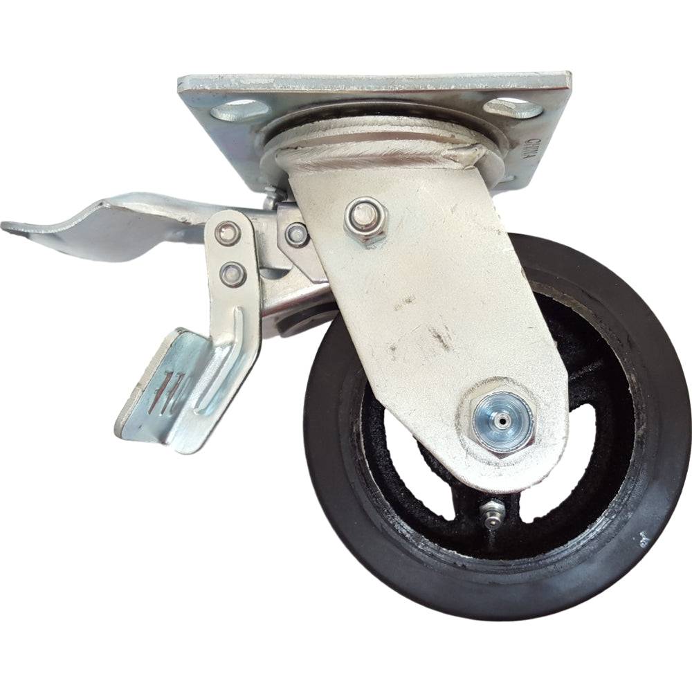5-Pack Heavy Duty Rubber Swivel Casters with Total Lock Brake - 400 lbs Capacity per Wheel - for Furniture, Carts, and Industrial Equipment