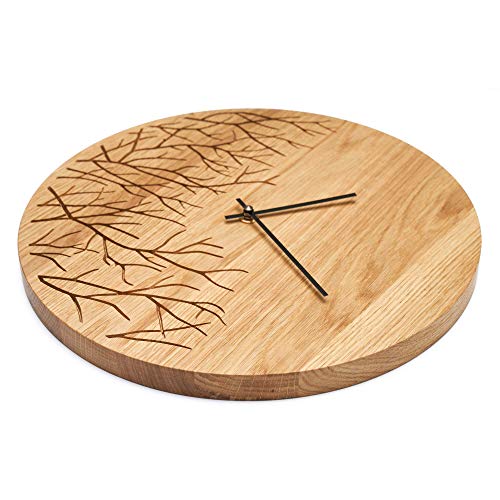 ALBERTS 12 Inch Oak Wood Wall Clock - Rustic Home Decor for Living Room, Bedroom & Office | Silent Non-Ticking Modern Farmhouse Style