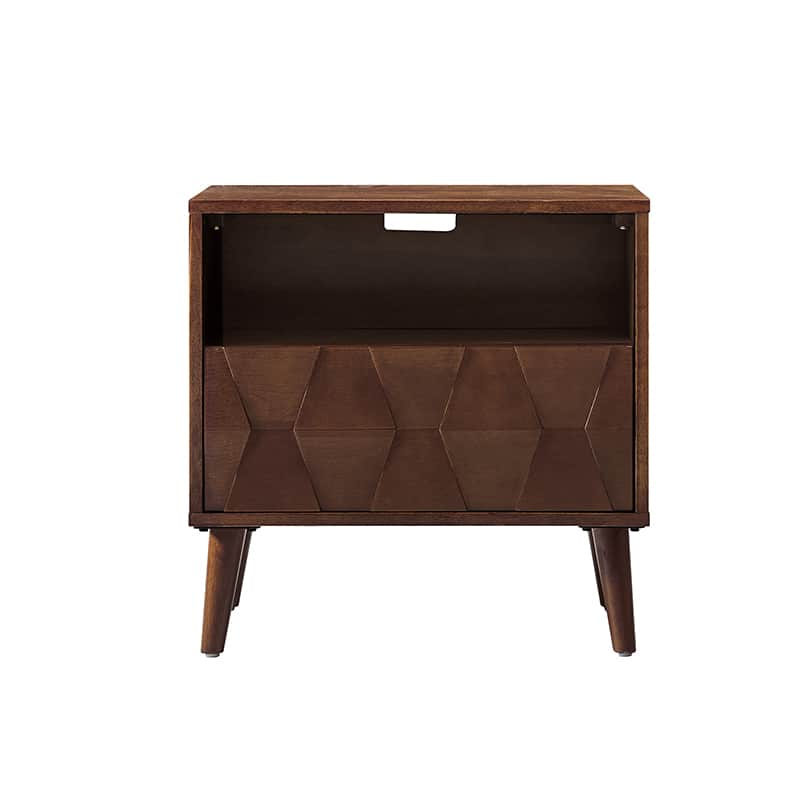 Rosalba Modern Open Shelf Nightstand with Cable Management & Hidden Drawer - Bedside Table for Bedroom, Living Room, Office - Optional Types Available