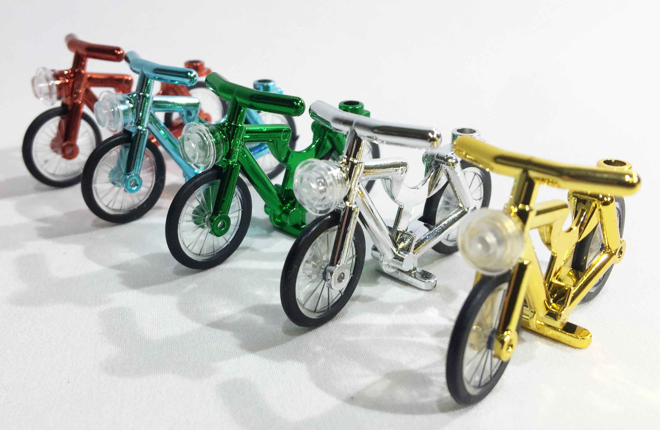 Brick Loot 5-Pack Chrome Bicycle Building Blocks - Red, Green, Blue, Silver, Gold - Compatible with Major Brands - Perfect for Kids' STEM Toys, DIY Projects & Collectors Displays