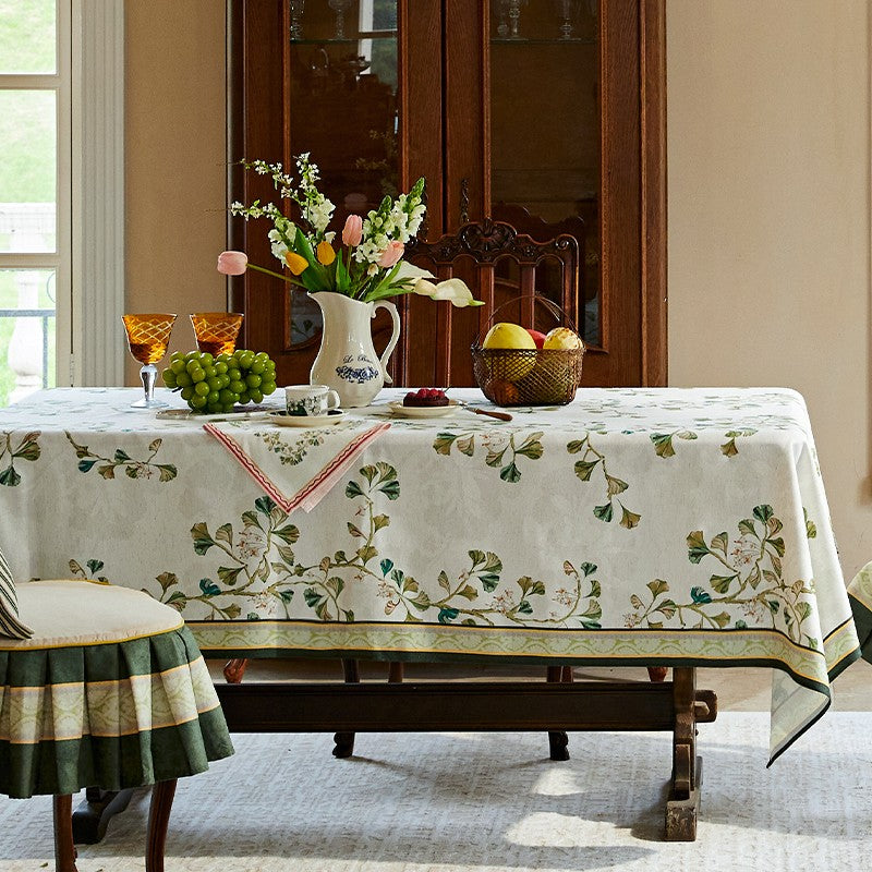 Extra Large Modern Rectangular Tablecloth for Dining Room - Waterproof Ginkgo Leaves Design - Square & Round Table Cover for Kitchen, Party, Wedding - Washable & Wrinkle-Resistant Fabric for Indoor/Outdoor Use