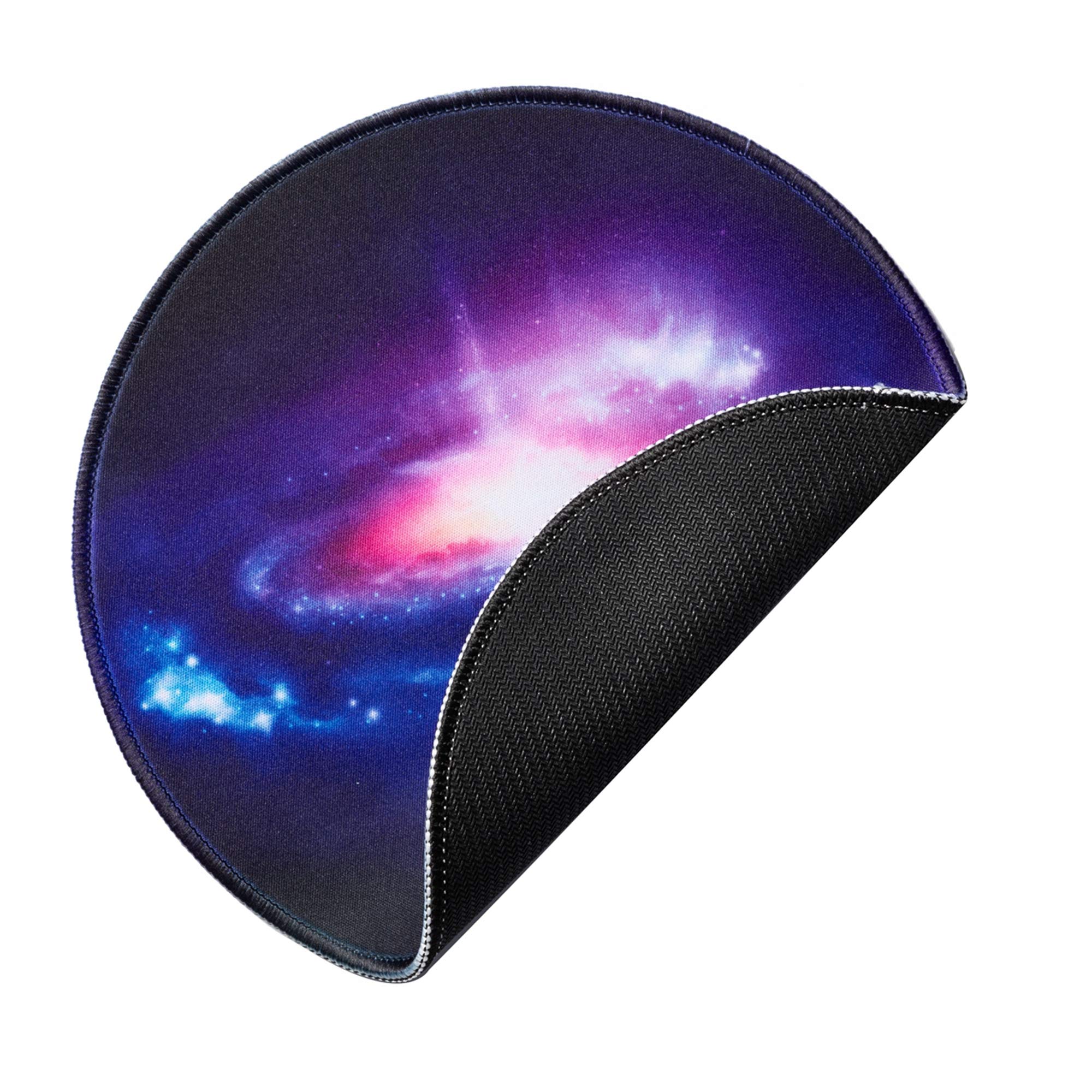 Galaxy Round Vibrant Mouse Pad - Non-Slip Rubber Base with Stitched Edge, 8x8 Inch Small Gaming Mouse Mat for Office & Computer Desk - Perfect for Work, Gaming & Home Office Use