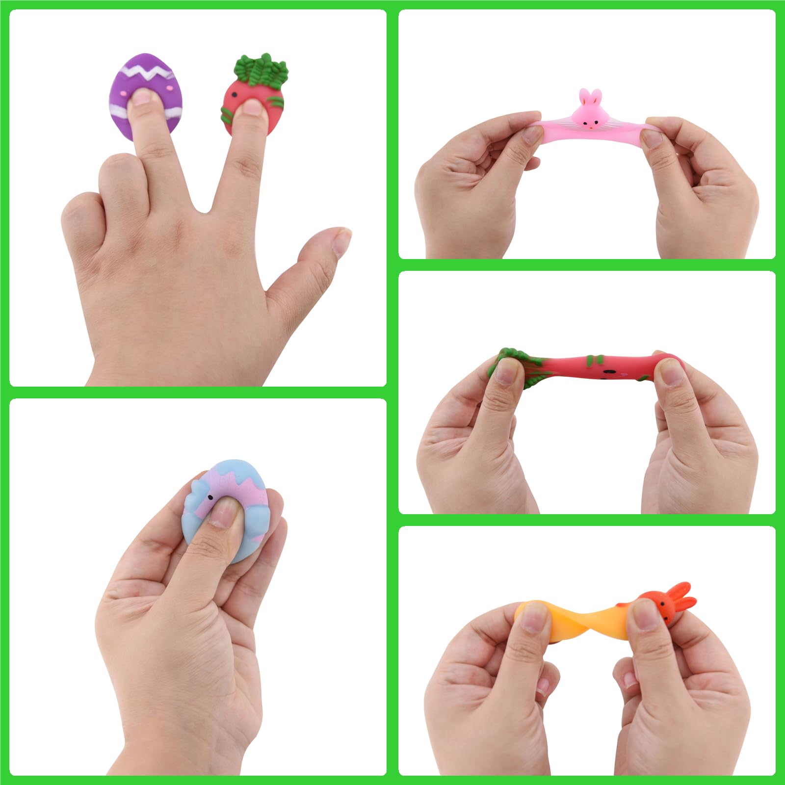 24 PCS Easter Mochi Squishy Toys - Soft Stress Relief Squishies for Kids, Boys & Girls - Easter Basket Stuffers, Party Favors, Classroom Prizes & Sensory Play Gifts (Cute Bunny & Egg Designs)