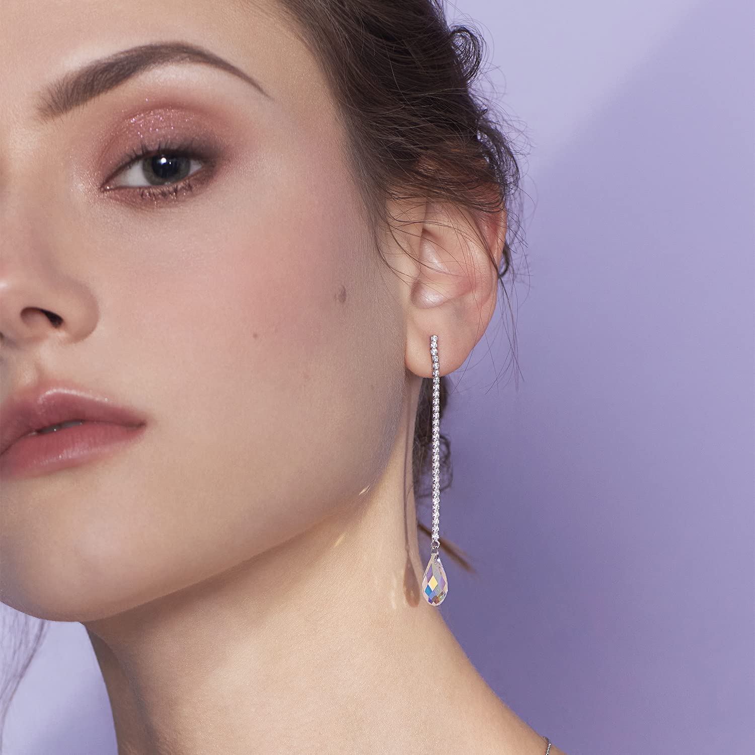 Meissa Teardrop Dangle Earrings for Women - Elegant Silver Statement Jewelry for Prom, Wedding & Bridal Accessories | Perfect for Evening Parties, Date Nights & Special Occasions