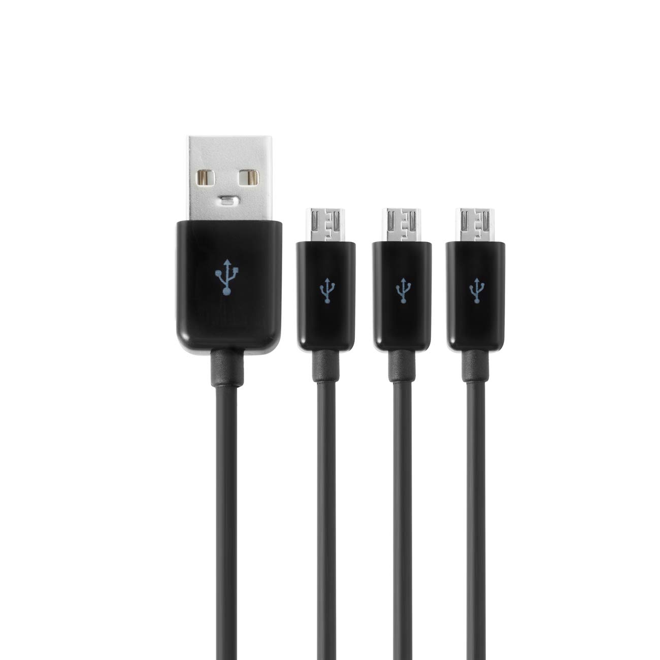 Premium 3-in-1 USB 2.0 A Male to Micro USB Splitter Cable - Fast Charging & Data Sync for Smartphones, Tablets, Cameras - Durable 1M Black Cable for Home, Office & Travel Accessories