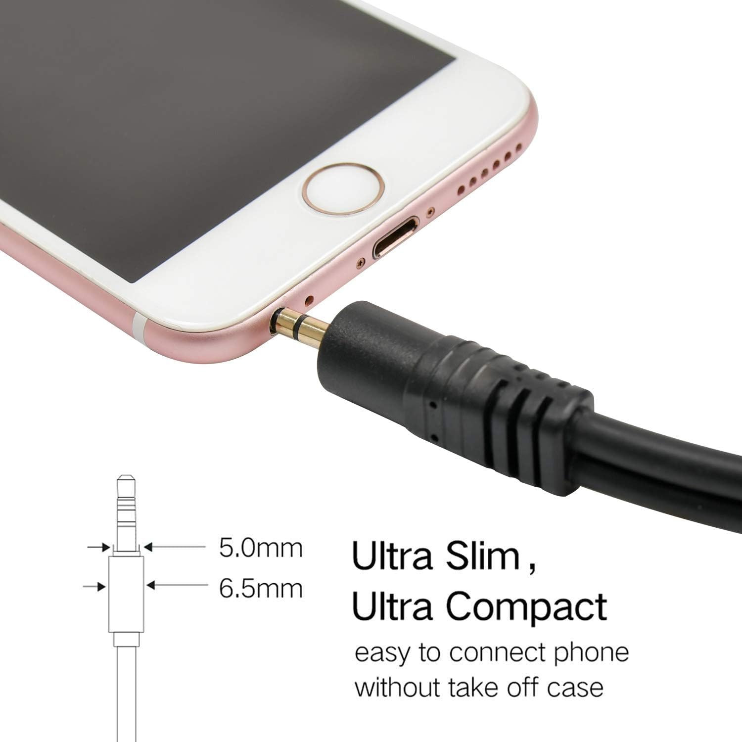 HITORE 3.5mm to RCA Audio Cable - Gold Plated Aux to RCA Adapter Cord (1.5m, Black) for Smartphone, Tablet, Speaker, MP3, TV, iPad, PC, Amplifier, Headphones - Perfect for Home Theater, Car Audio & DJ Equipment Connection