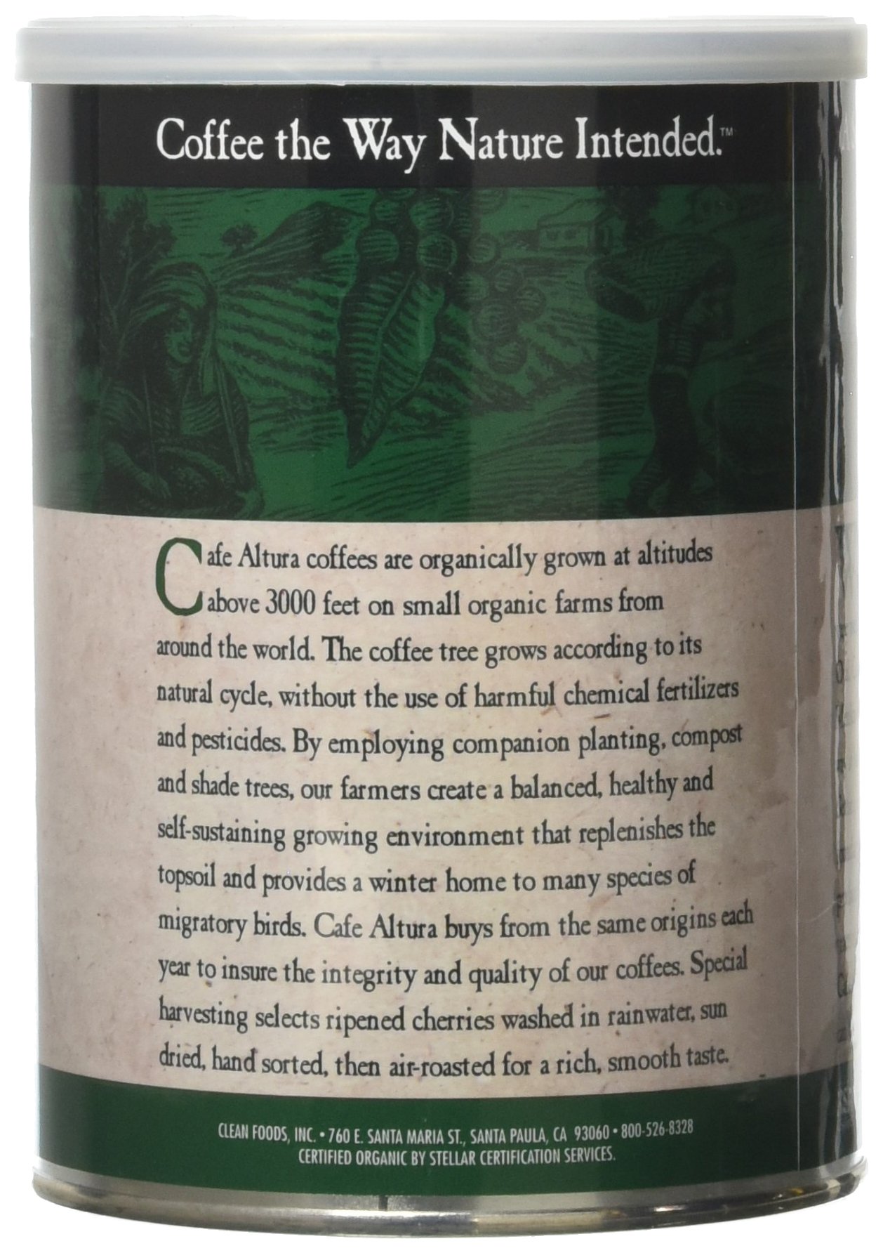 Organic Dark Roast Ground Coffee - Cafe Altura Premium 12oz Can (Pack of 2) | Rich Flavor for Morning Brew, Office Coffee Break & Gift Giving