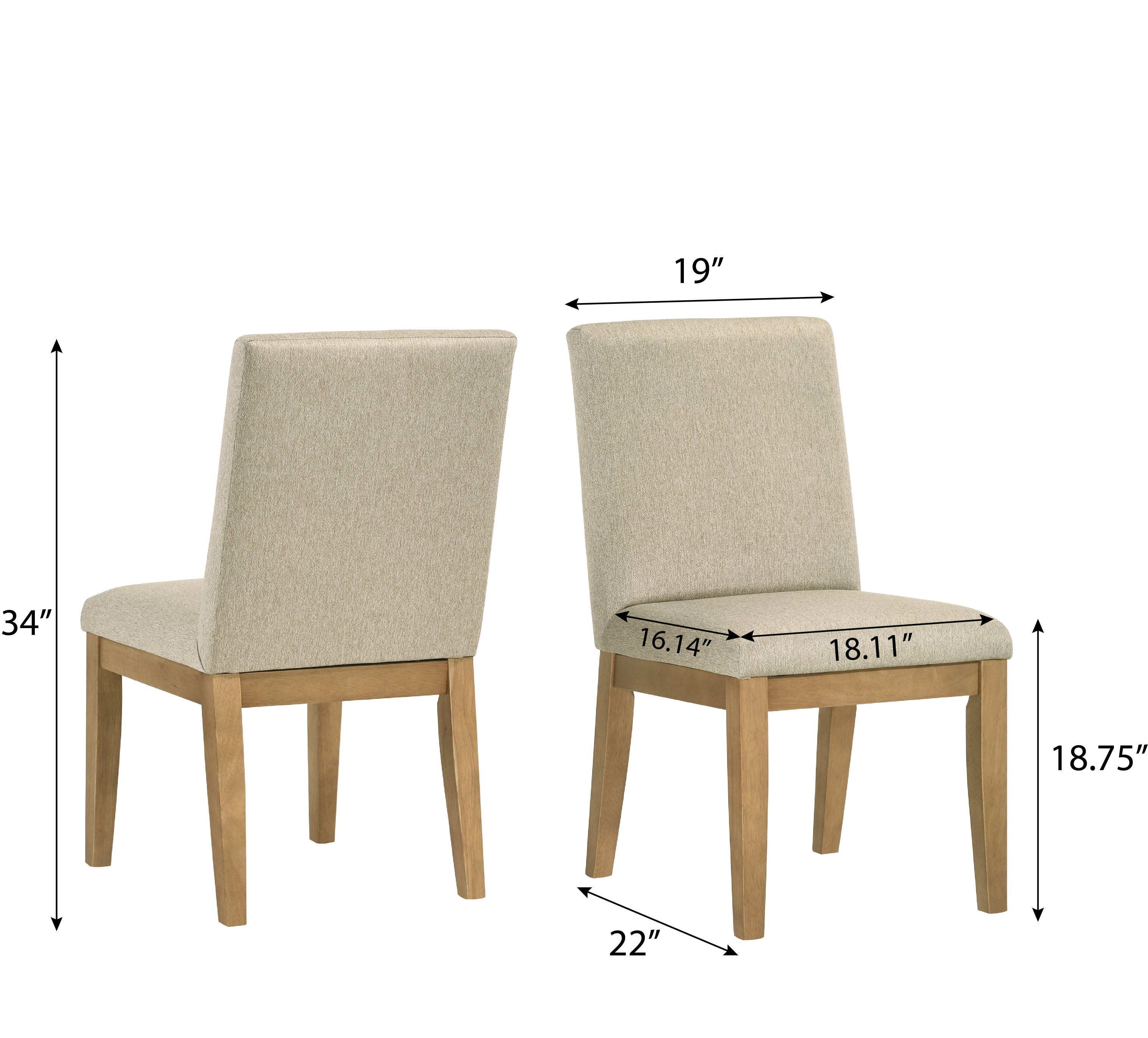 Roundhill Furniture Rocco Contemporary Solid Wood Dining Chairs, Beige, Set of 2 - Modern Kitchen & Dining Room Seating for Home & Restaurant Use