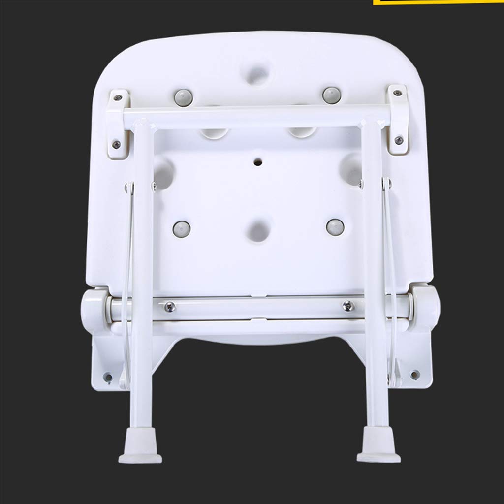Foldable Wall-Mounted Shower Seat - Adjustable Height 47.5cm Bath Chair with Sturdy Metal Legs | Non-Slip Orange Shower Bench for Elderly & Disabled | Perfect for Small Bathrooms & Assisted Living Spaces