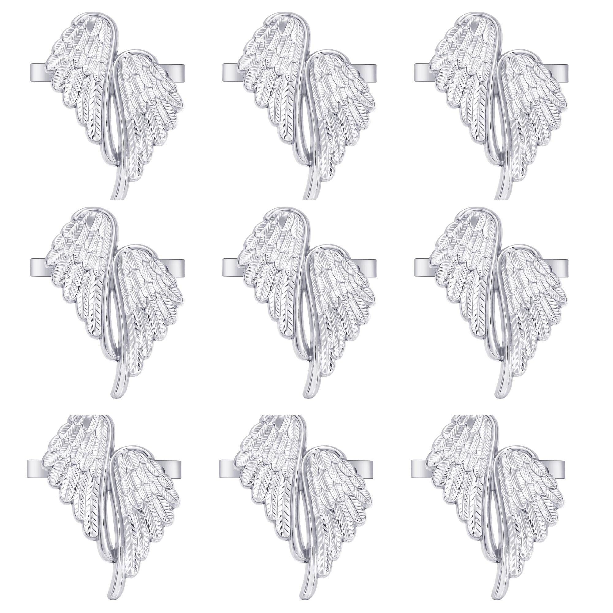 100 PCS Silver Angel Wings Napkin Rings - Elegant Metal Table Decor for Wedding, Birthday, Christmas Party & Home Dining Decorations - Perfect for Holiday Gatherings and Special Occasions