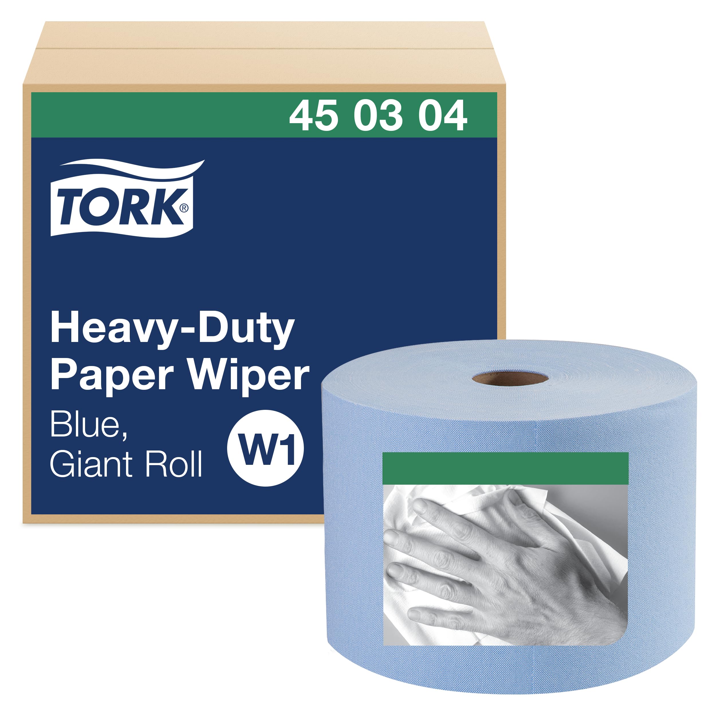Tork Heavy-Duty Industrial Blue Paper Wiper Roll - W1 Giant Roll (450304) for Workshop, Garage & Commercial Cleaning