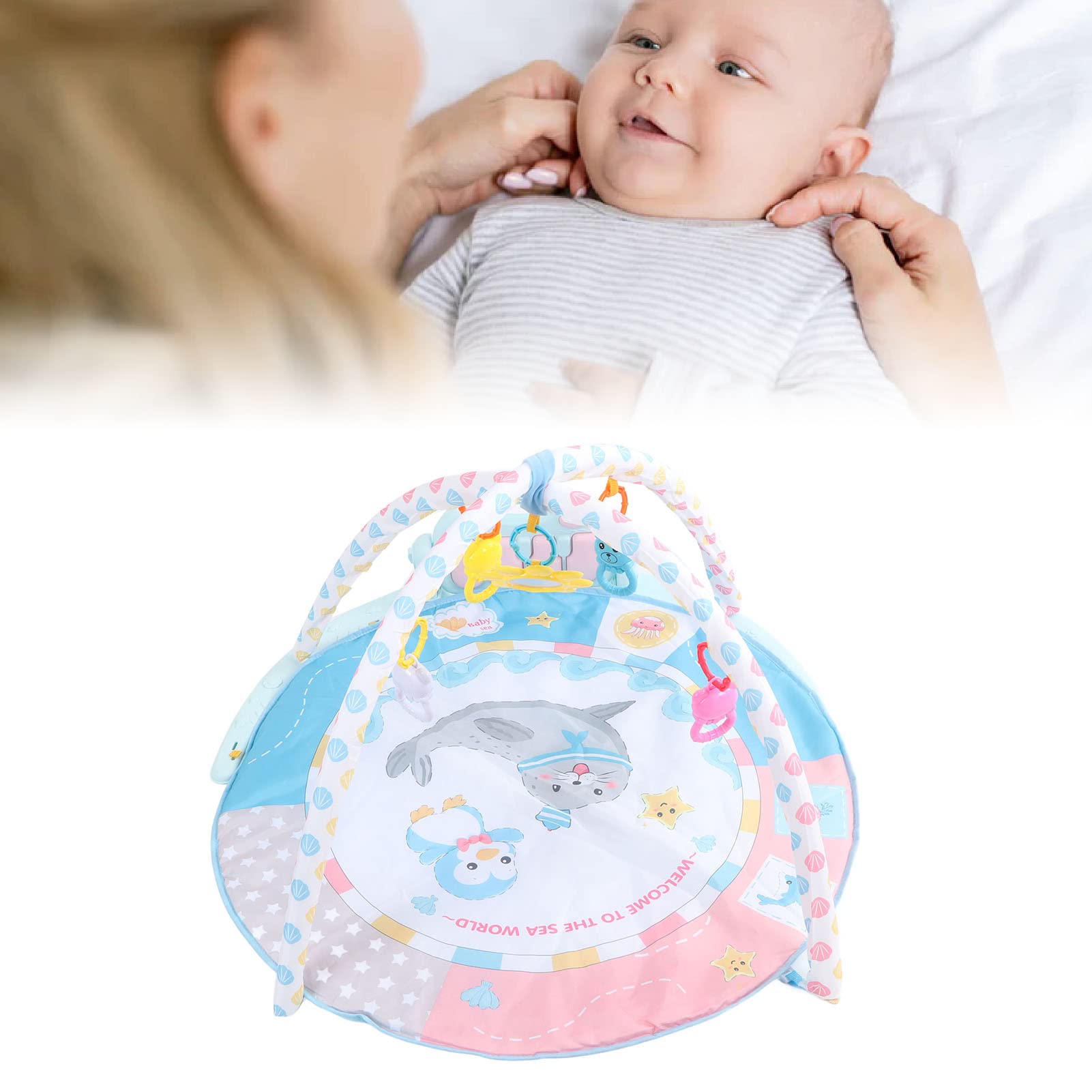 **Vomeko Baby Gym & Tummy Time Mat – Multifunctional Early Education Playmat with Lights, Music & Piano – Interactive Learning Toy for Newborns & Infants (Boys & Girls) – Perfect for Playtime, Sensory Development & Gift Giving**
