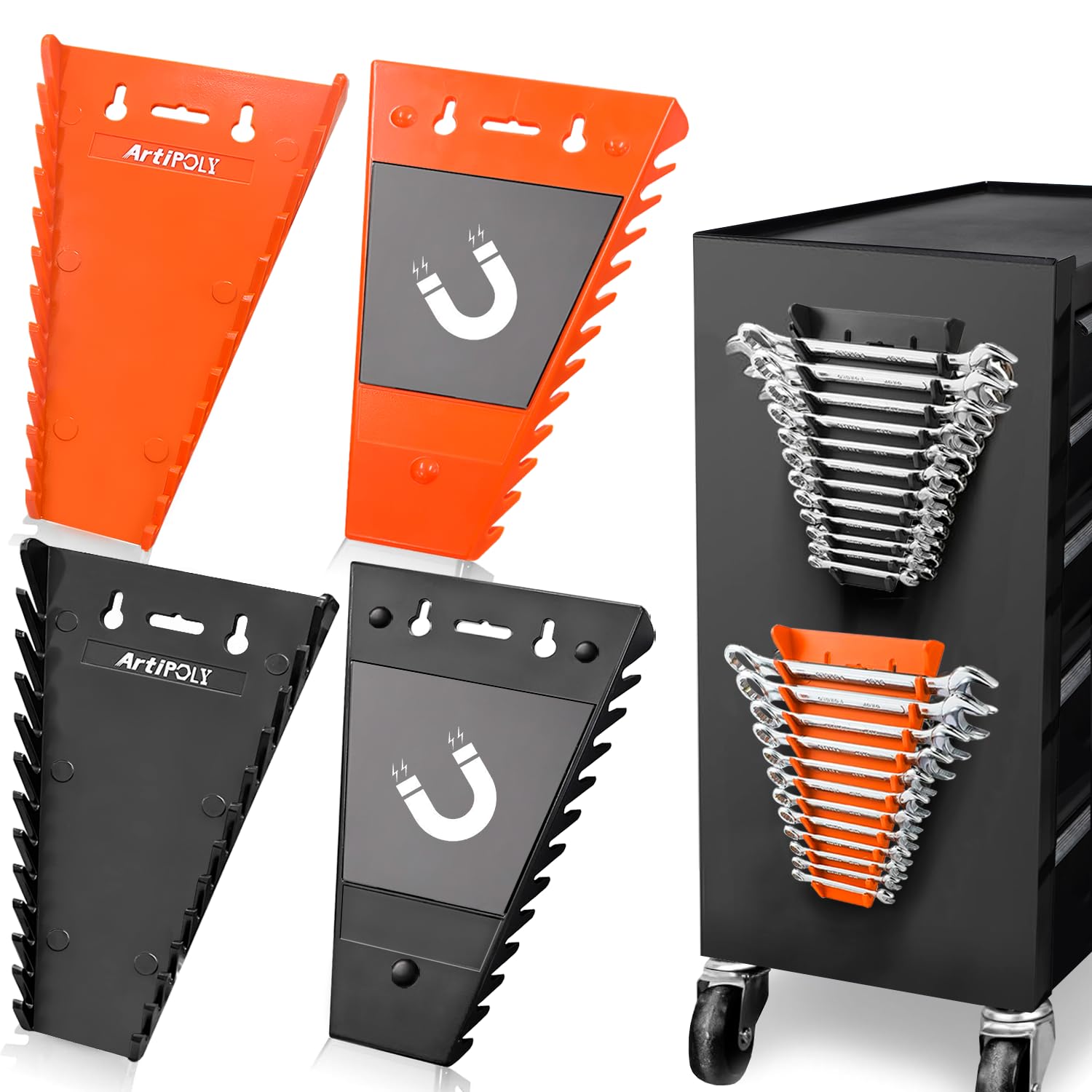 4-Pack Magnetic Wrench Organizer Set - SAE (1/4