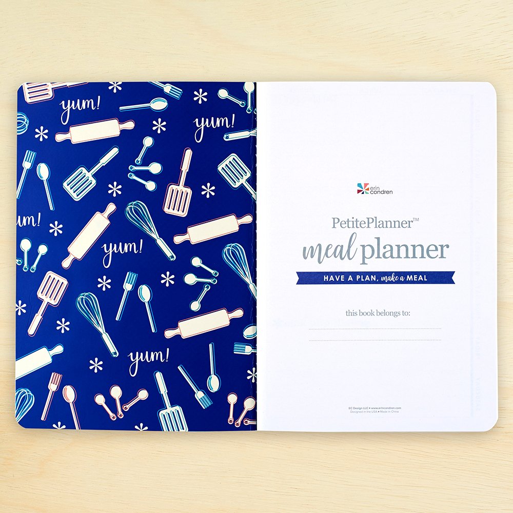 Erin Condren Designer Petite Planner - 28 Page Paperback Meal Planner & Food Journal with Weekly Layouts, Sticker Sheet & Budget Tracker | Perfect for Meal Prepping, Grocery Shopping & Healthy Eating Goals