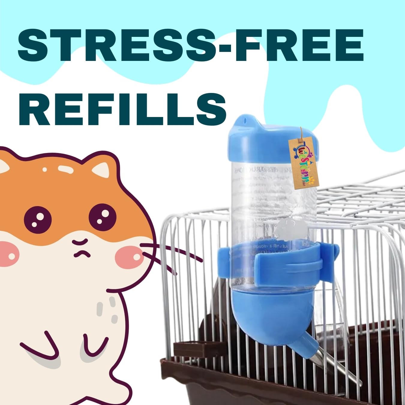 Western Era 80ml Hamster Water Bottle - Leak-Proof Small Pet Water Dispenser with BPA-Free Materials for Hamsters, Gerbils & Mice - Perfect for Cages, Habitats & Travel Use