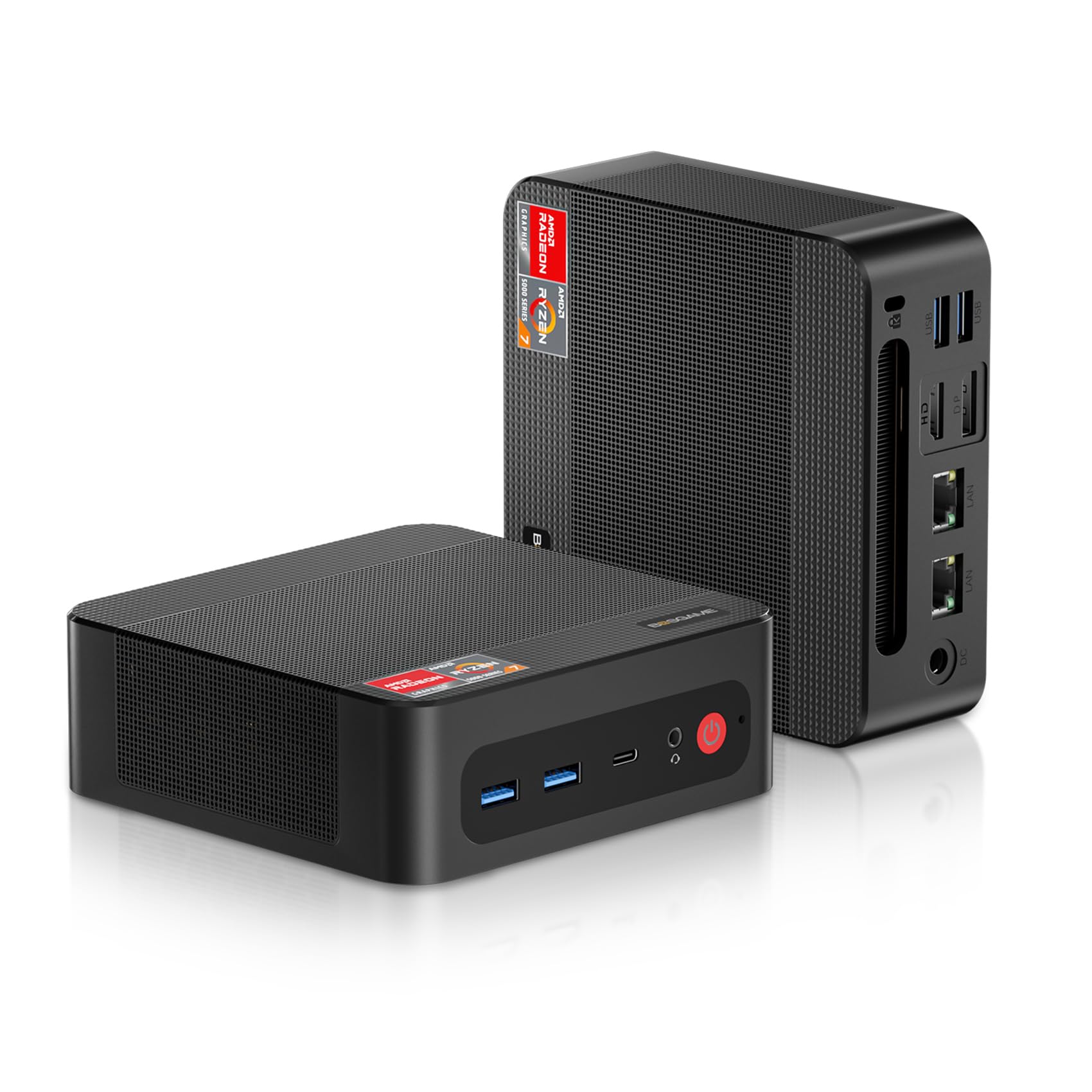 BOSGAME Gaming Mini PC AMD Ryzen 7 5700U | 16GB DDR4 RAM 512GB SSD | Micro Desktop Computer with Dual LAN 2.5GbE, 4K Triple Display, WiFi6E & BT5.2 | Powerful Compact PC for Home Office, Gaming & Streaming