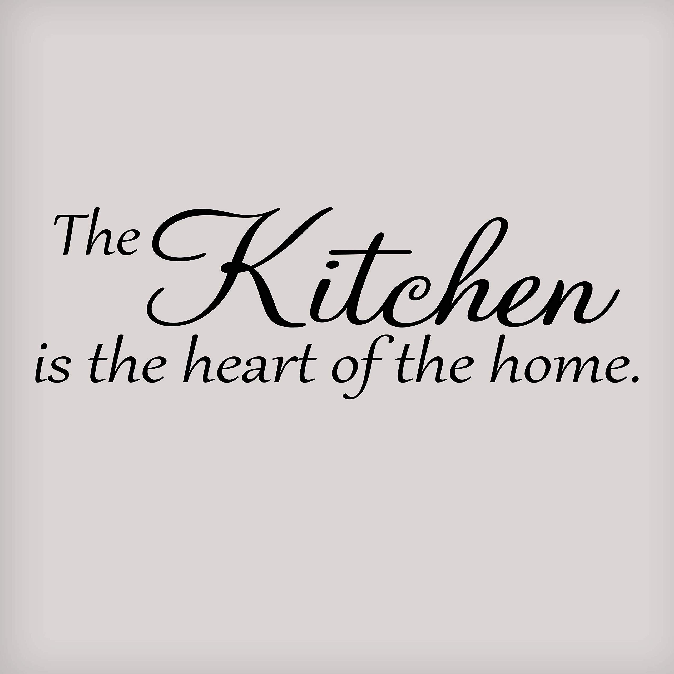 Vinyl Wall Decal Sticker - 'The Kitchen is The Heart of The Home' Quote | 22x7 Inch Black Kitchen Wall Decor | Perfect for Home, Apartment & Office Decoration