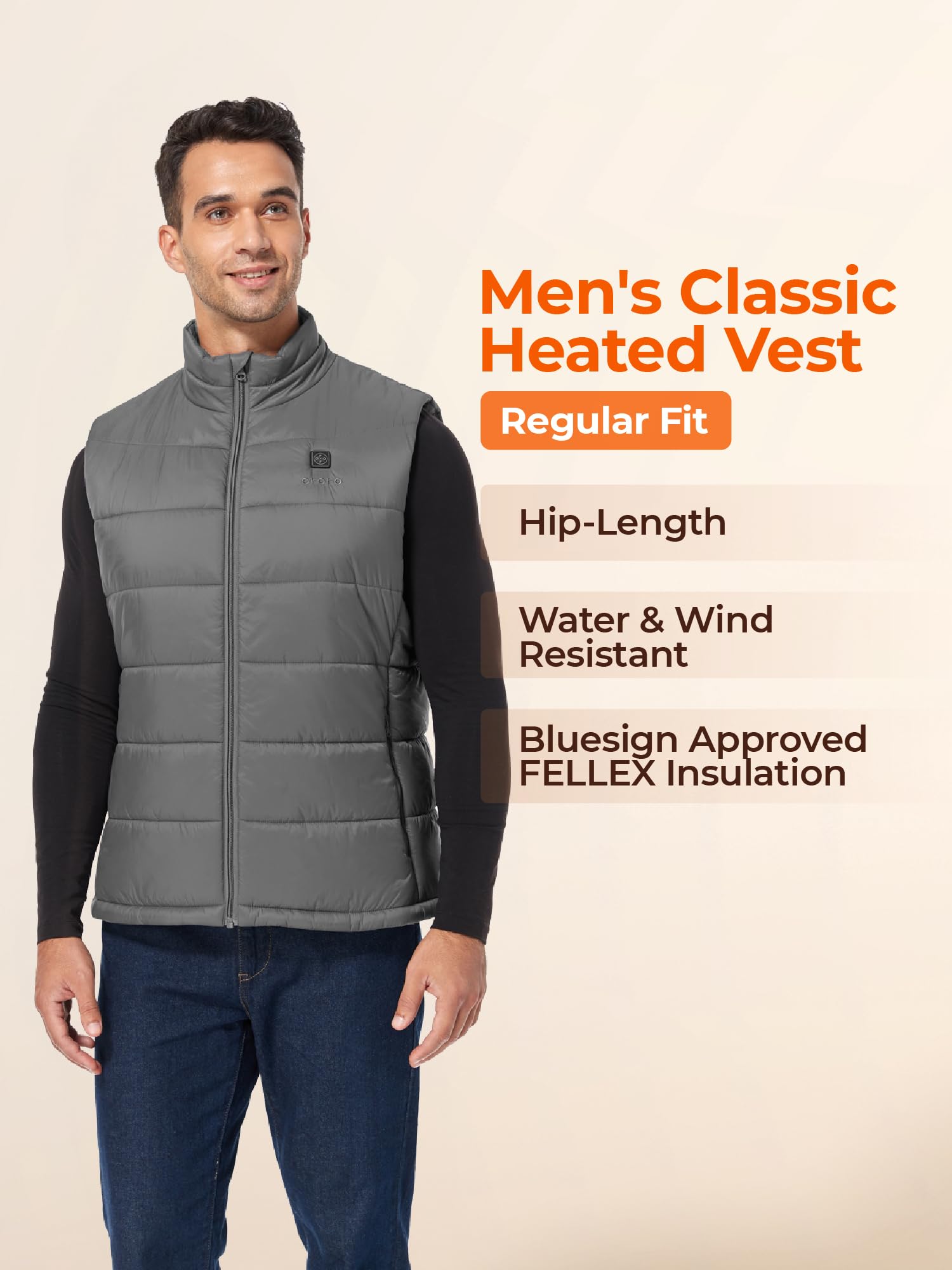 ORORO Men's Lightweight Heated Vest with Battery Pack - USB Rechargeable Winter Jacket for Outdoor Activities, Hunting, Camping & Cold Weather Wear