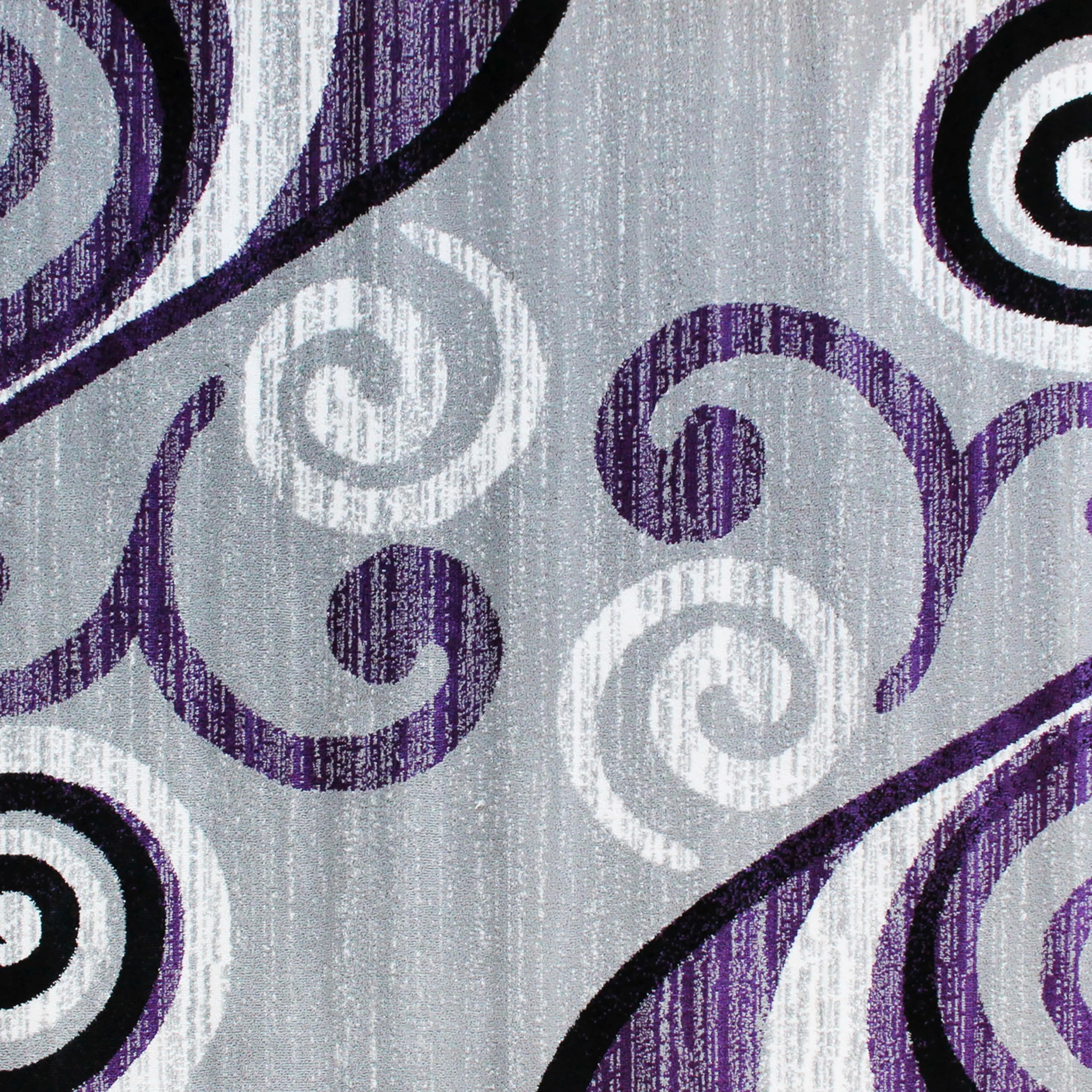 EMMA + OLIVER Helix Olefin Accent Rug - Scraped Look Swirl Pattern - 2x11 Feet - Plush Pile Facing - Easy to Clean - Jute Backing - Moisture & Stain Resistant - Perfect for Living Room, Bedroom or Office Decor