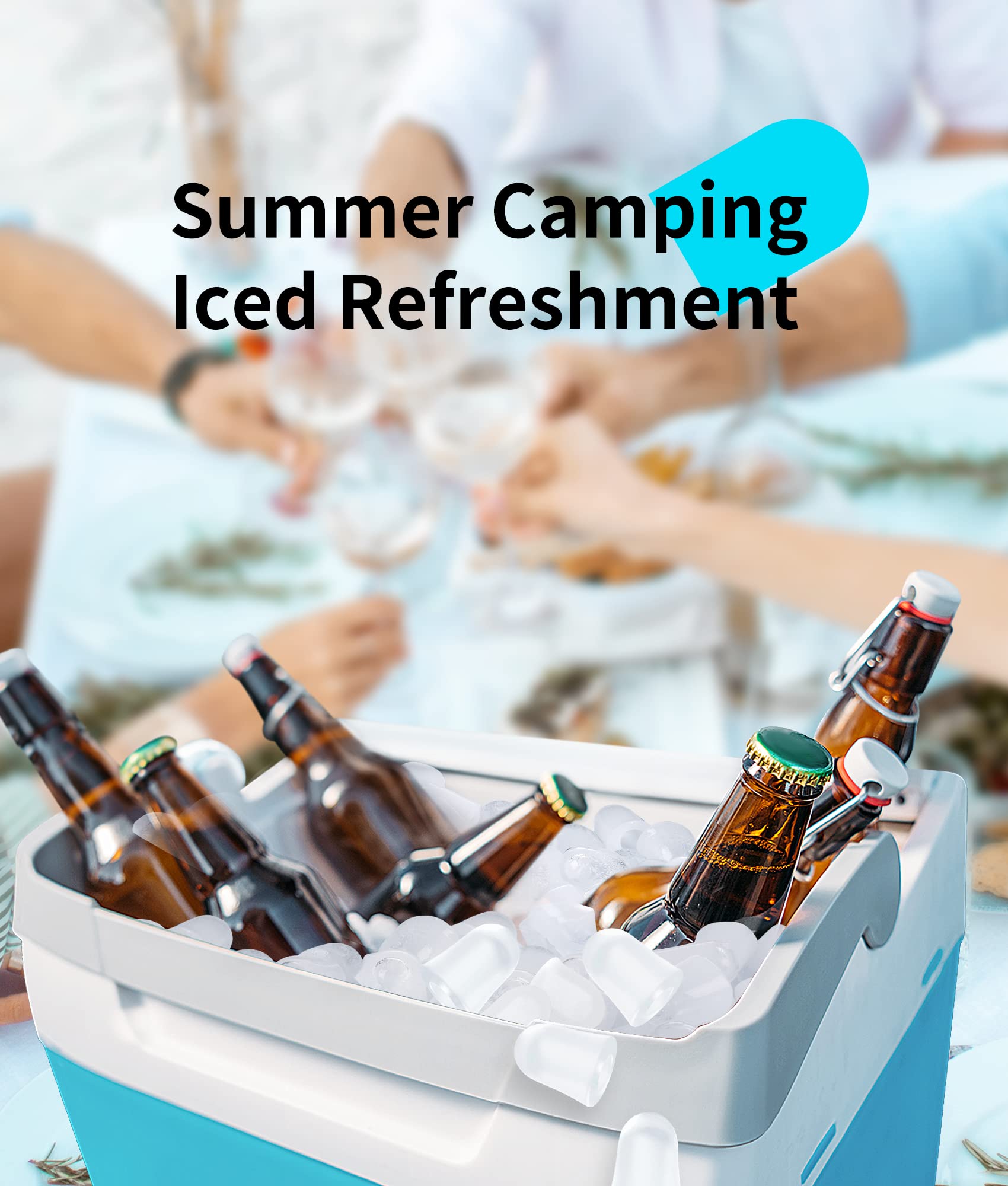 ecozy Portable Countertop Ice Maker - 9 Cubes in 6 Mins, 26.5 lbs Daily, Self-Cleaning with Ice Scoop & Basket - Perfect for Home, Kitchen, Office, Bar, Parties & Outdoor Gatherings (Silver)