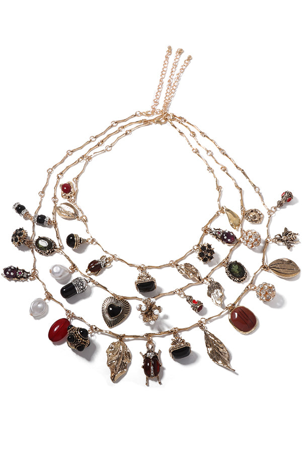 Vintage Multi-Layered Odd-Shaped Pendant Necklace for Women - Boho Chic Layered Statement Jewelry for Parties, Weddings & Everyday Wear