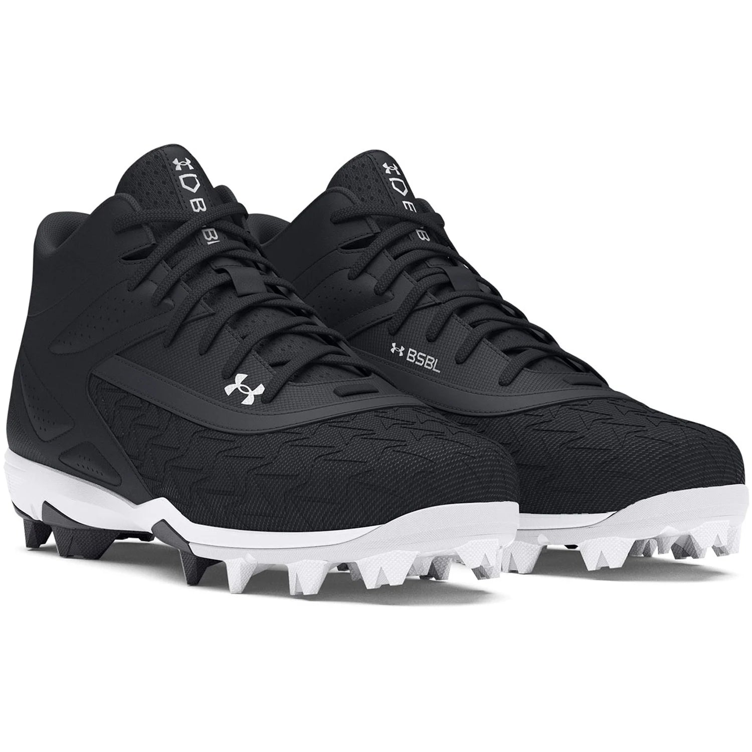 UA Leadoff Mid 3.0 Black Men's Baseball Cleats - Lightweight Athletic Shoes for Baseball Training & Games - Perfect for Field Practice, Tournaments & Casual Wear (Model 3027446-001)