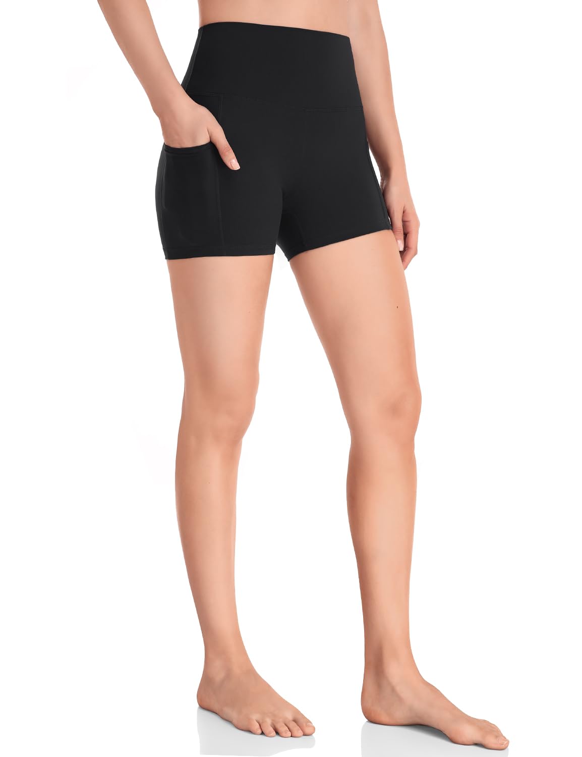 HeyNuts Women's High Waist Compression Yoga Shorts with Side Pockets - 4