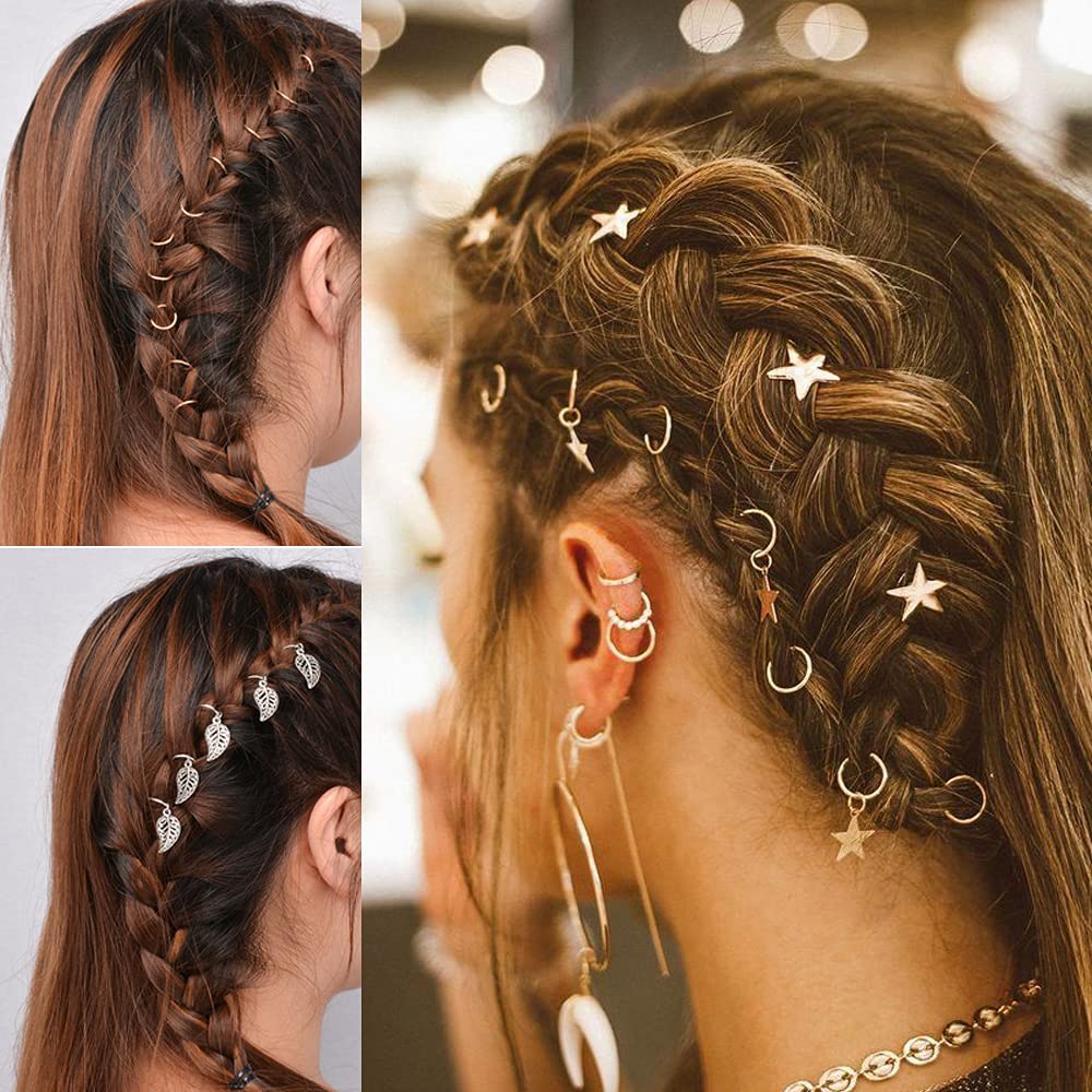 180Pcs Metal Hair Cuffs & Dreadlock Beads - Hair Accessories for Braids, Locs & Twists - Decorative Hair Rings & Jewelry Clips for Women & Men - Perfect for Festivals, Cosplay & Boho Styles