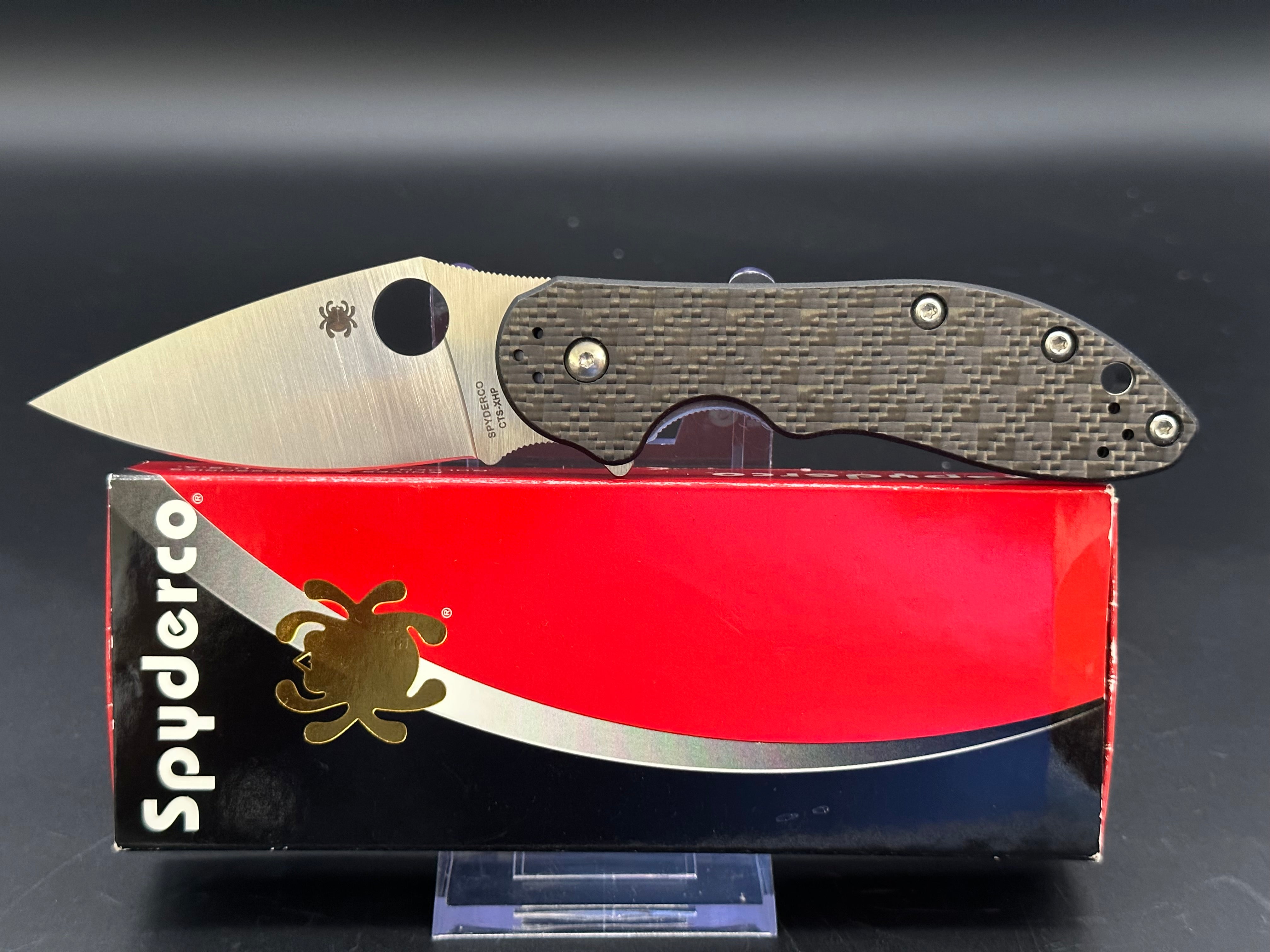 Spyderco Domino Carbon Fiber Folding Knife - EDC Pocket Knife for Outdoor, Camping & Everyday Carry