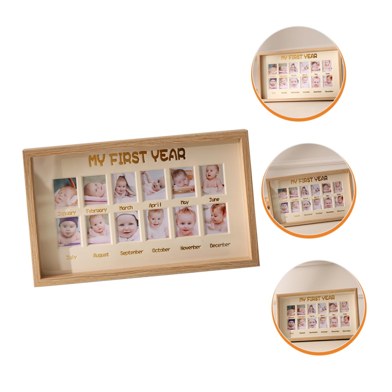 UPKOCH 12 Month Photo Frame - Baby Growth Picture Frame for Monthly Milestones, Desktop Display & Memory Keepsake - Perfect for Nursery, Baby Showers & First Birthday Gifts