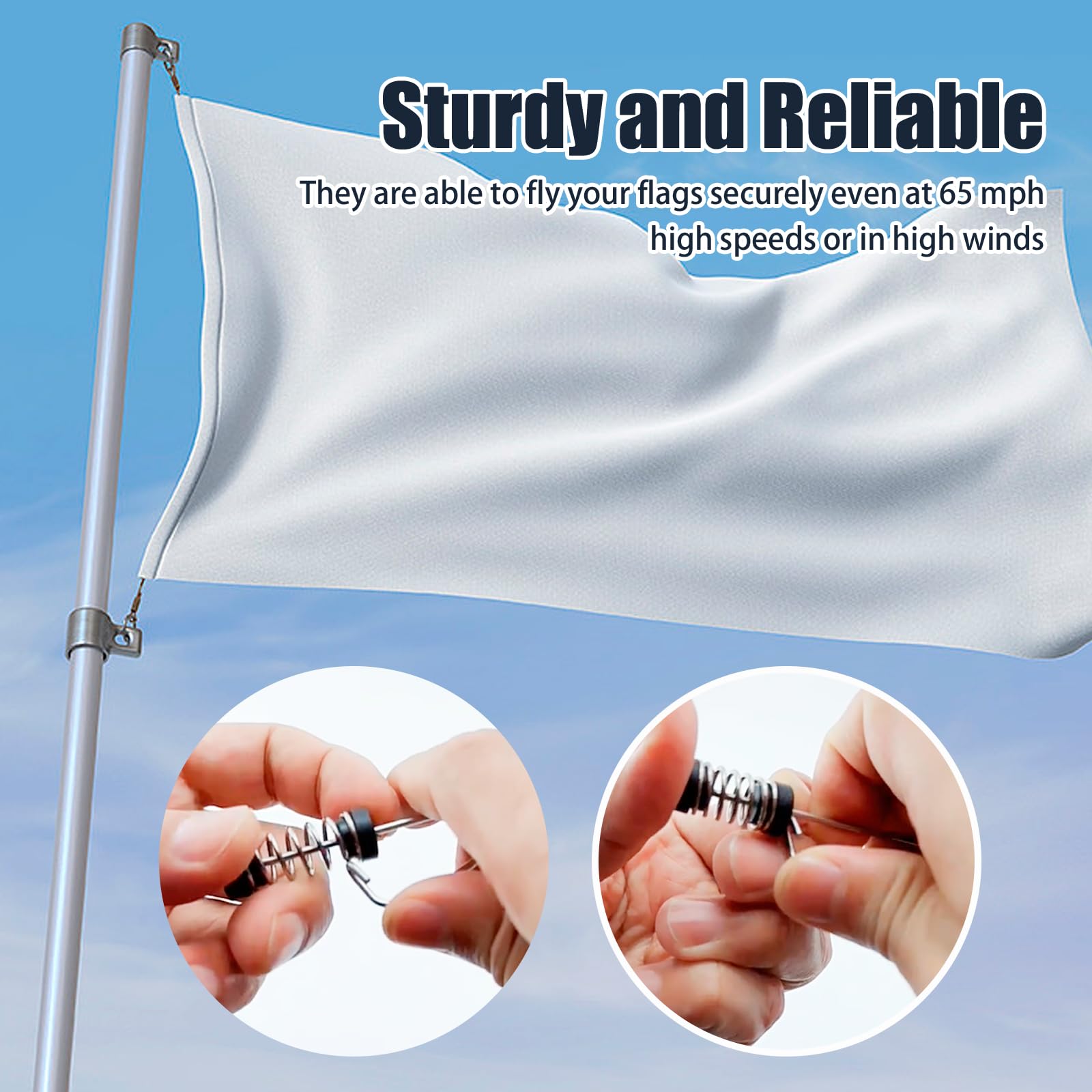10 PCS Stainless Steel Fishing Flag Clips - Heavy Duty Marine Boat Flag Clips for Flagpole Rope, Halyards & Outrigger Lines - Perfect for Boating, Fishing & Nautical Decor