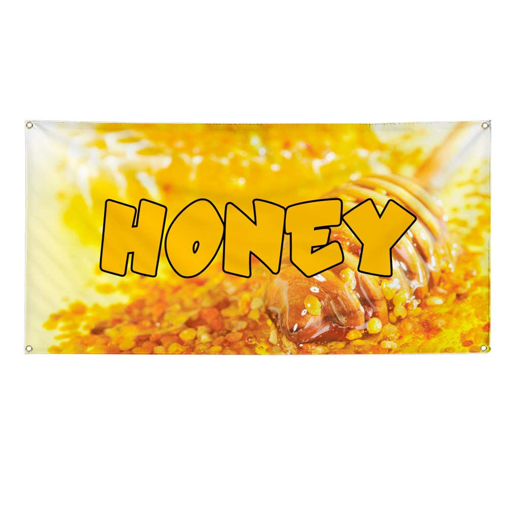 Honey Vinyl Banner 60x144Inches - Weatherproof Outdoor Advertising for Food & Beverage