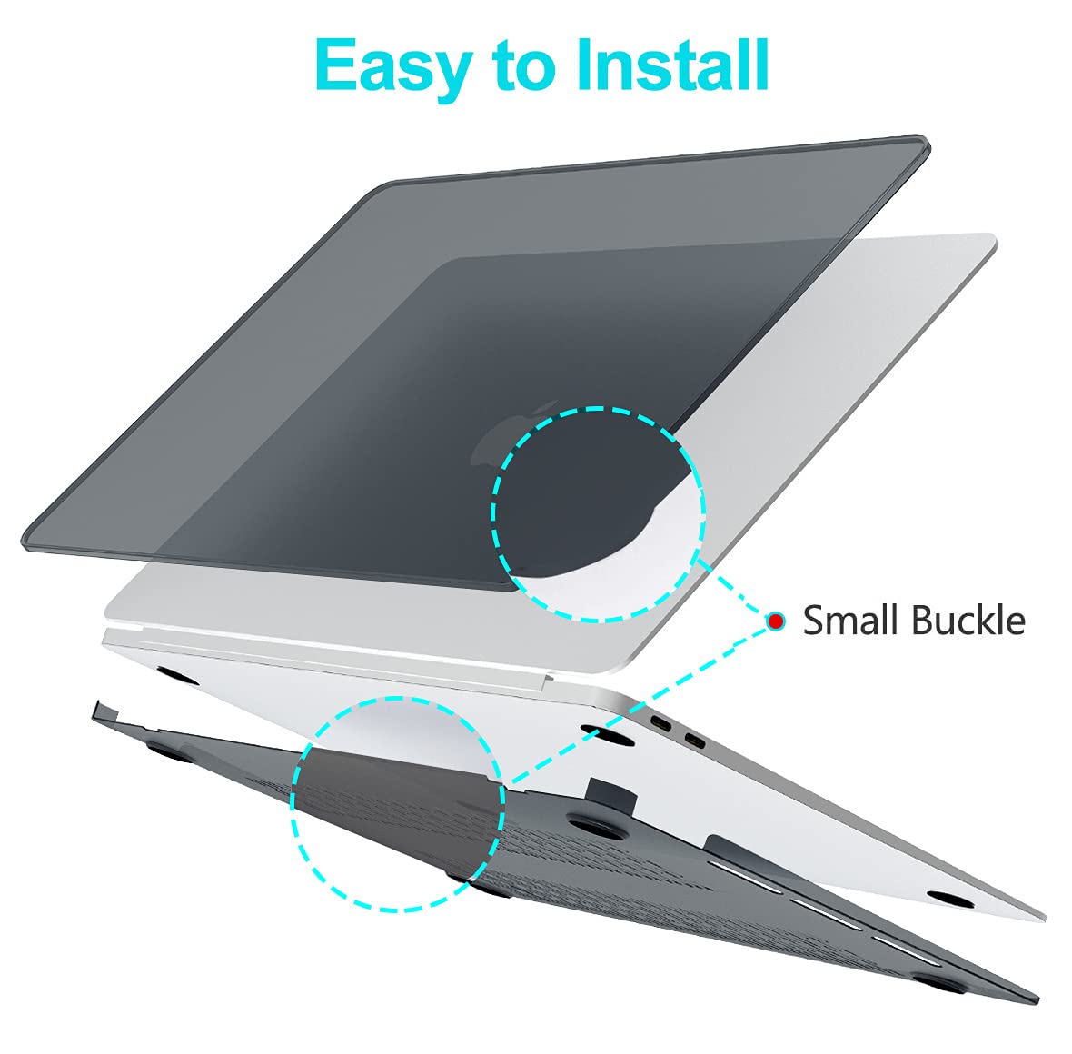B BELK MacBook Air 13 Inch Case (M1/A2337/A2179/A1932) - Hard Plastic Shell Cover with Keyboard Protectors & Screen Protector for MacBook Air 2021 2020 2019 2018 Models - Perfect for Work, Travel & School Protection (Black)