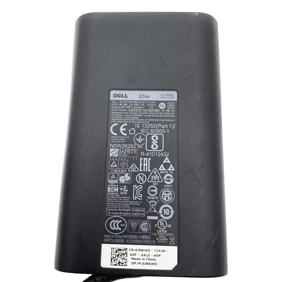 Original Dell Latitude AC Adapter Charger 65W 19.5V 3.34A (Model 05K74V) - Compatible with Latitude XPS, Inspiron, Vostro, Studio Laptops - 7.4mm Connector Tip - Perfect for Home, Office & Travel Use