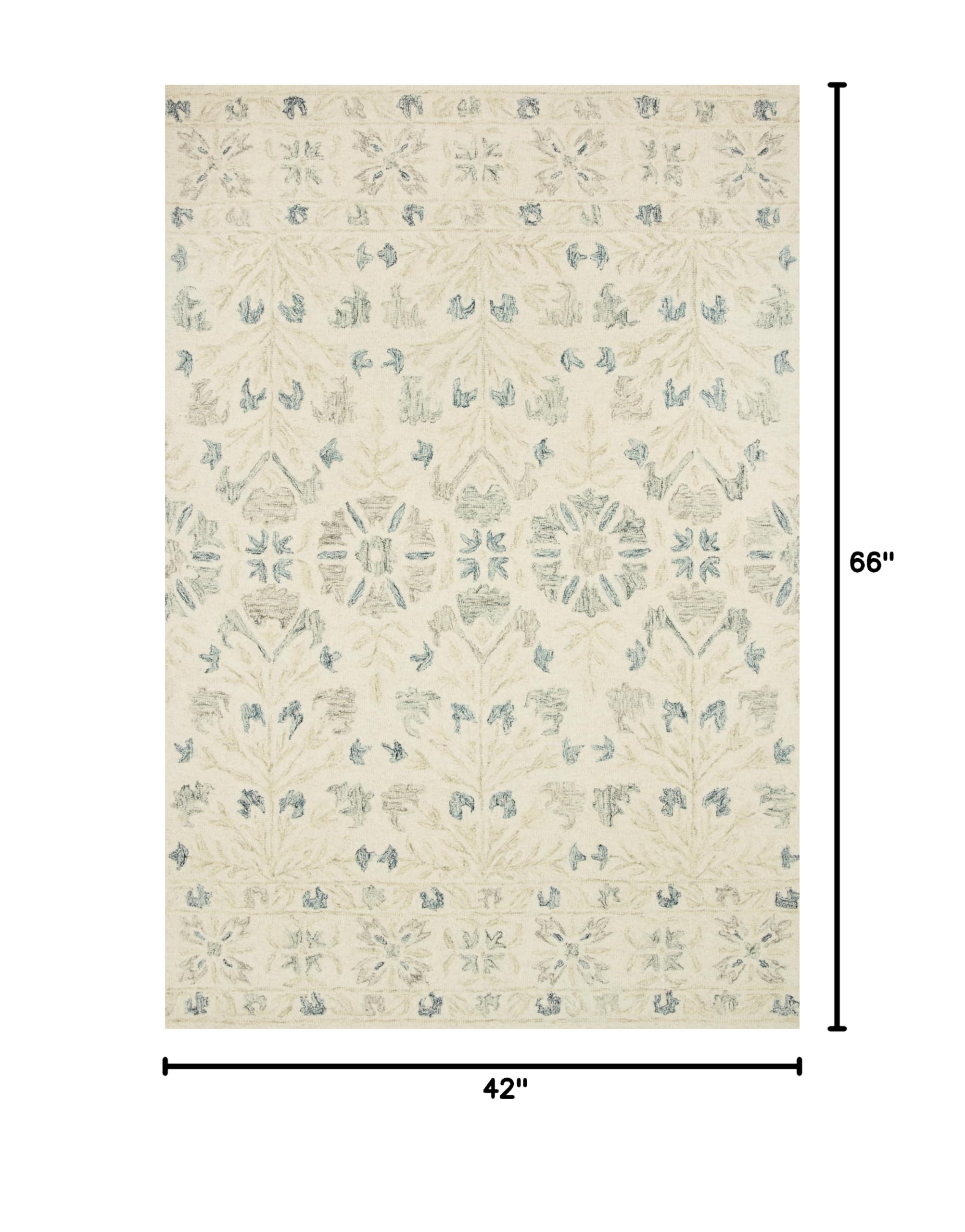 Loloi Norabel Ivory/Grey 3'x6' Accent Rug - Soft Bohemian Style Area Rug for Living Room, Bedroom & Home Decor