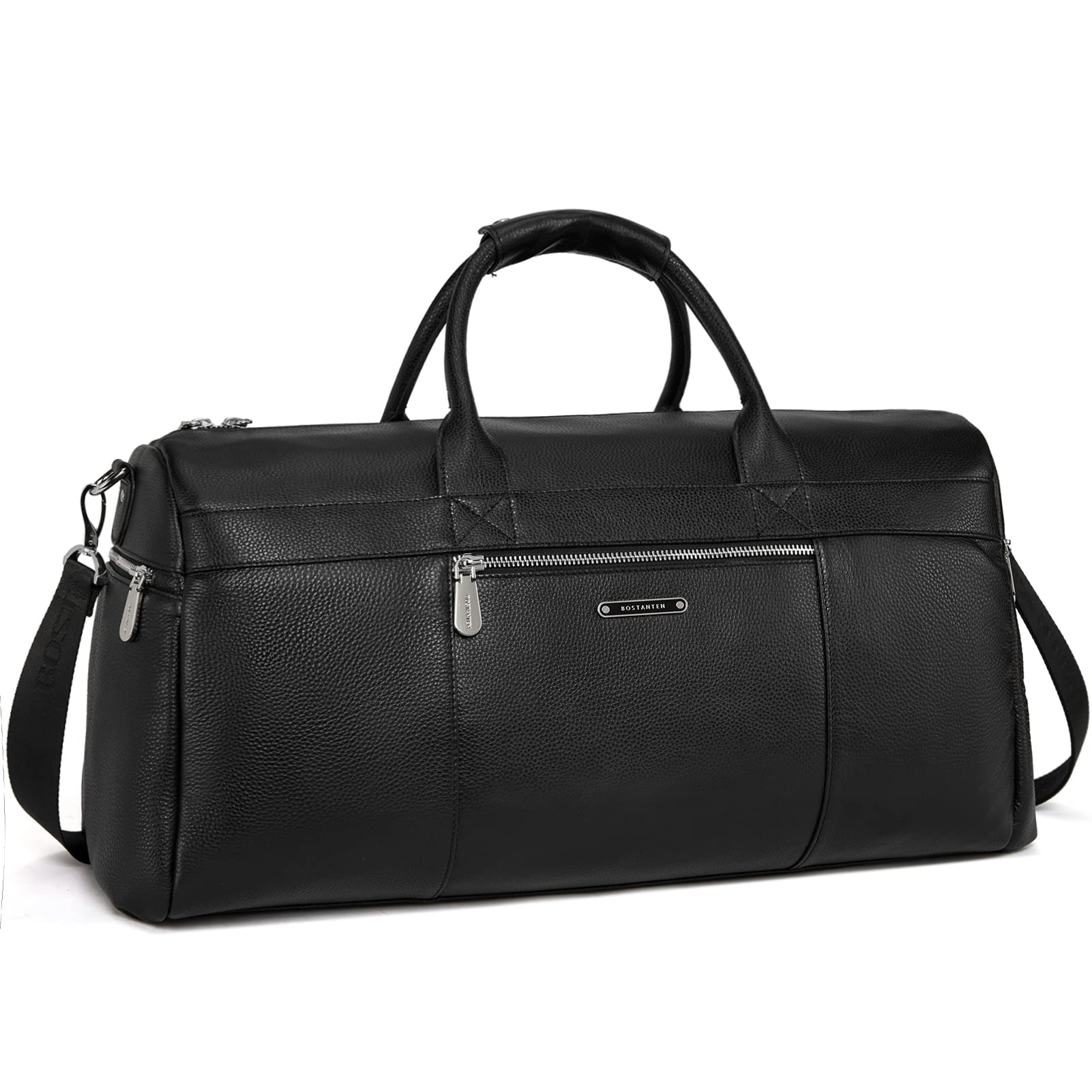 BOSTANTEN Genuine Leather Duffel Bag for Men - Premium Travel Weekender Overnight Bag, Durable Luggage Tote for Gym, Business Trips & Weekend Getaways