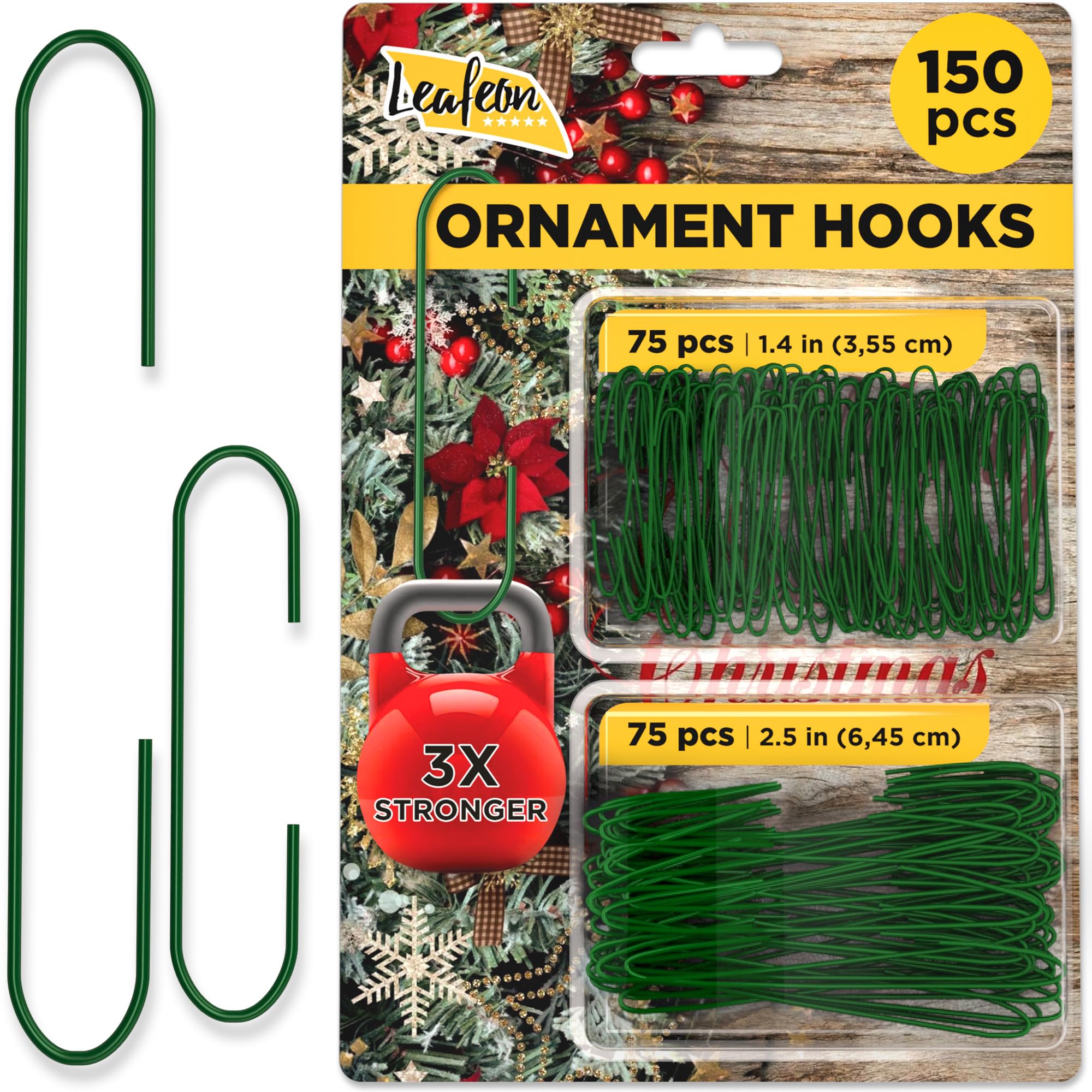150 Pack Green Ornament Hooks - Durable Christmas Tree Hangers for Xmas Decorations, Holiday Ornaments & Festive Party Decor - Perfect for Home, Office & Gift Wrapping