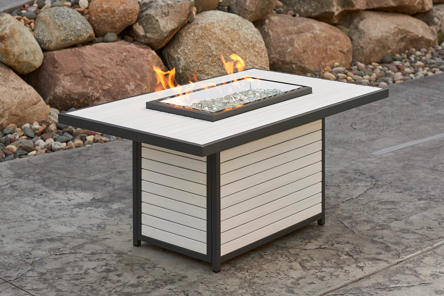 The Outdoor Greatroom Company Brooks Rectangular Fire Table - Outdoor Propane Fire Pit Table for Patio, Deck, Backyard - Perfect for Entertaining, Relaxing & Ambience