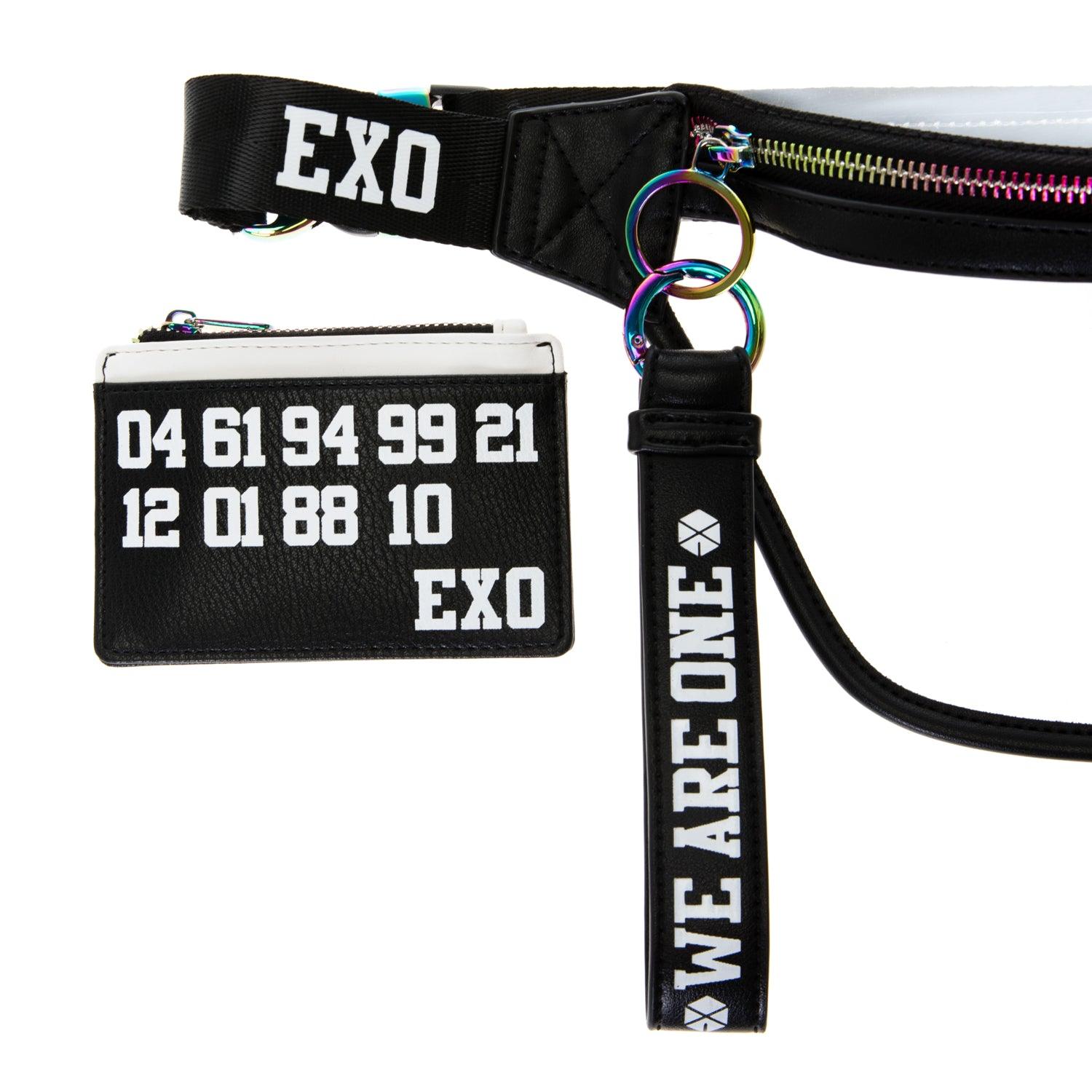 EXO Official 'We Are One' Fanny Pack with Card Wallet & Keychain - Kpop Merchandise for Concerts, Travel & Daily Use