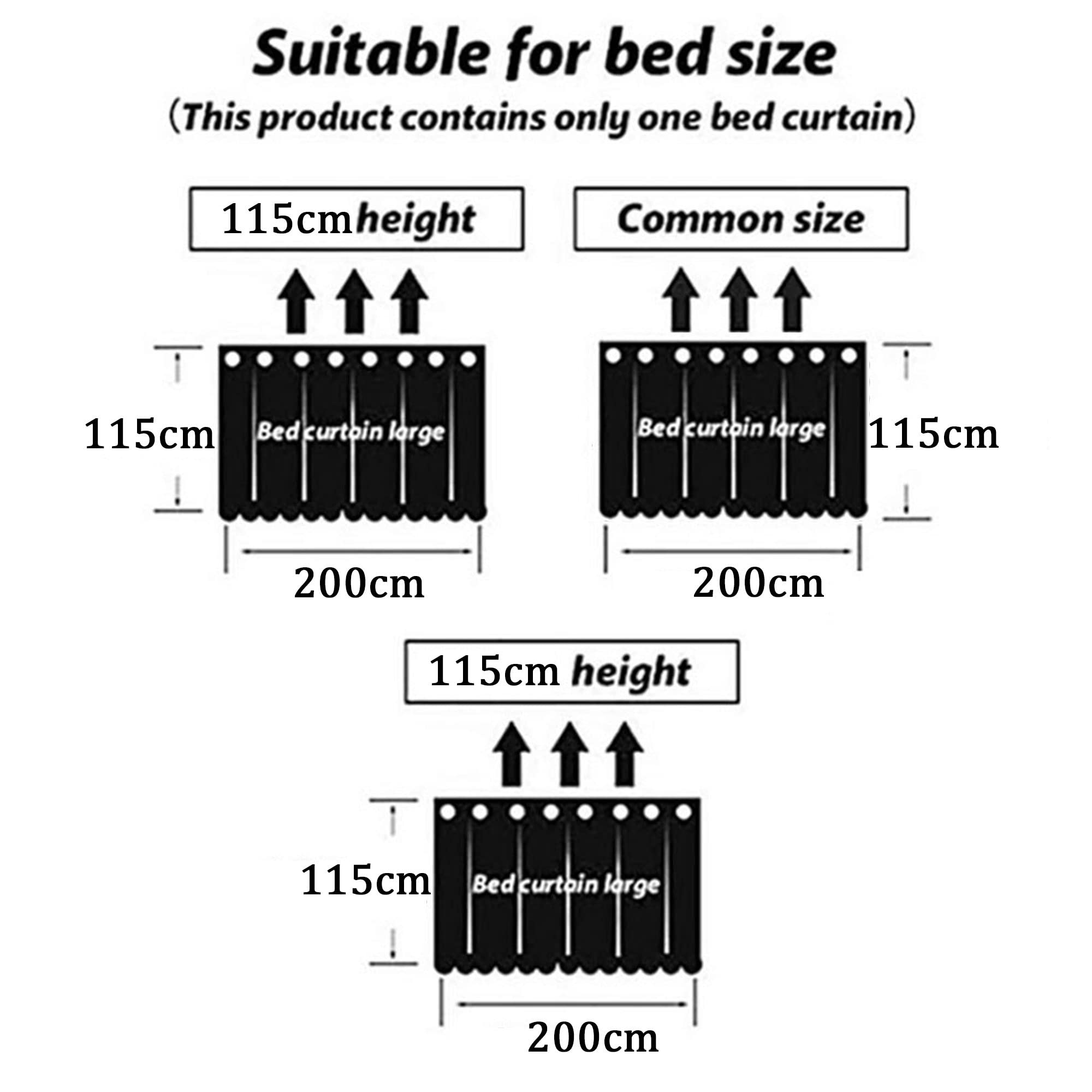 3-Piece Blackout Bed Canopy for College Dorm Bunk Beds - Privacy Curtains, Mosquito Net & Dustproof Shade for Single Bed Tent (Black) - Perfect for Student Dorm Rooms, Sleep Pods & Privacy Spaces