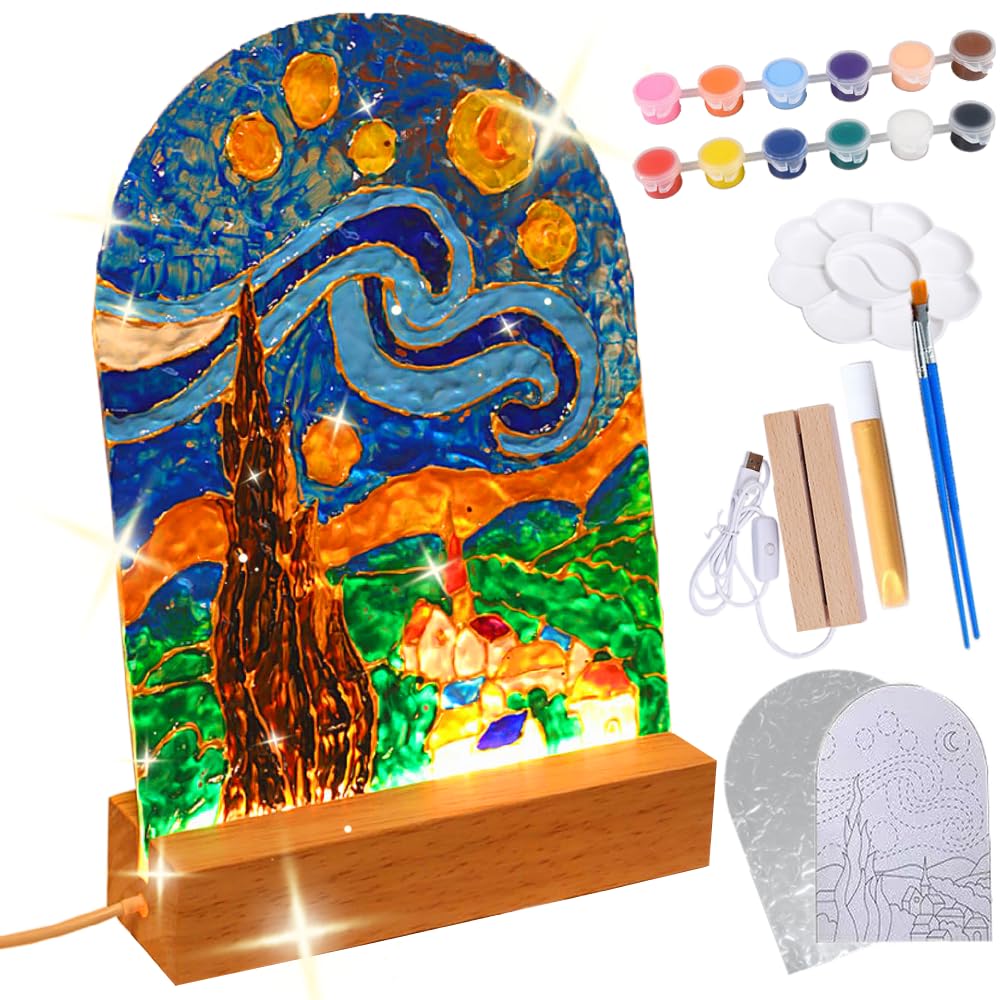 DIY Starry Night Lamp Painting Kit - Kids Art & Craft Supplies for Ages 9-12 | Creative Galaxy Night Light Project for Teens, Boys & Girls | Perfect Bedroom Decor & Space-Themed Birthday Gift | Fun STEM Activity for Home, Classroom & Party Crafts