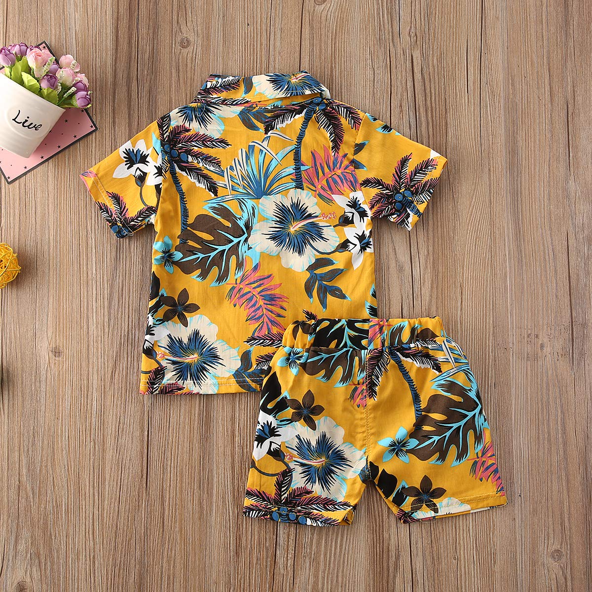 Boys Summer Shorts Set - Floral Shirt & Bermuda Shorts for Toddlers - Beach & Play Outfits