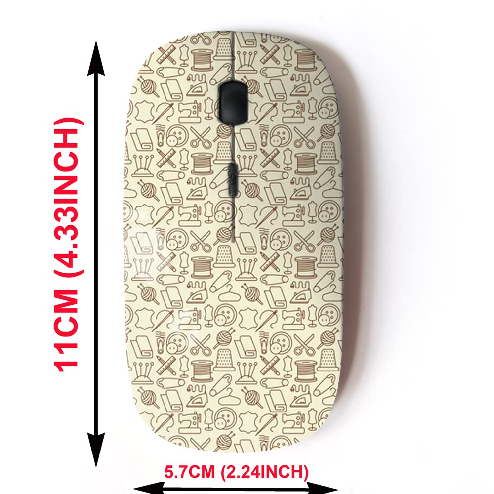 2.4G Wireless Mouse with Cute Pattern Design - Ergonomic Optical Mouse for Laptop, PC, Desktop Computer - Includes Nano USB Receiver - Perfect for Office, Home, Sewing & Crafting Work