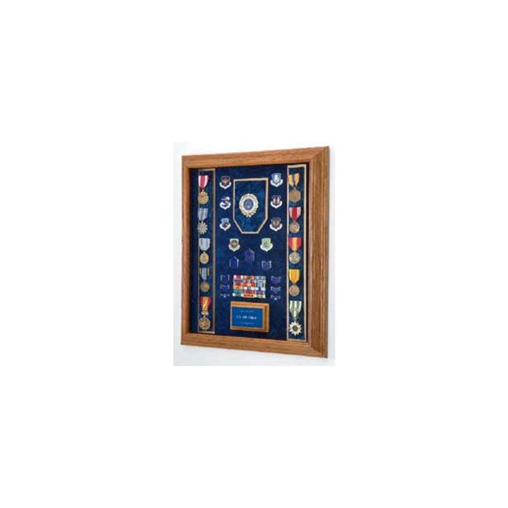 USAF Awards Display Case - Premium Oak Wood Military Flag & Medal Showcase - Perfect for Air Force Decor, Office Display & Military Memorabilia Collection