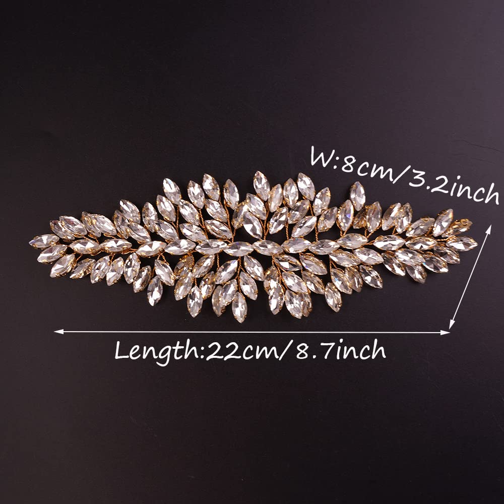 JWICOS Gold Crystal Bridal Headband - Wedding Hair Vine Headpiece for Bride, Women & Girls - Perfect for Weddings, Prom, Parties & Special Occasions