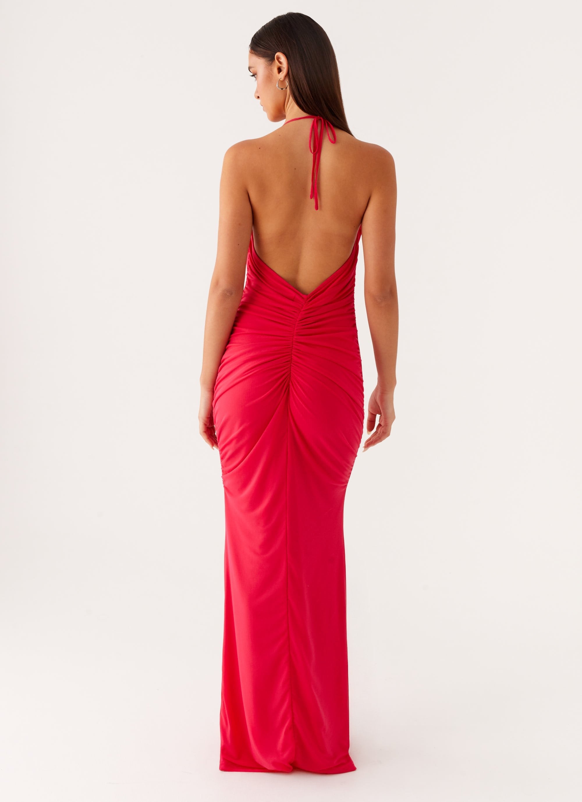 Amari Maxi Dress for Women - Flowy Long Summer Dress in Raspberry Red - Perfect for Beach, Vacation & Casual Outings
