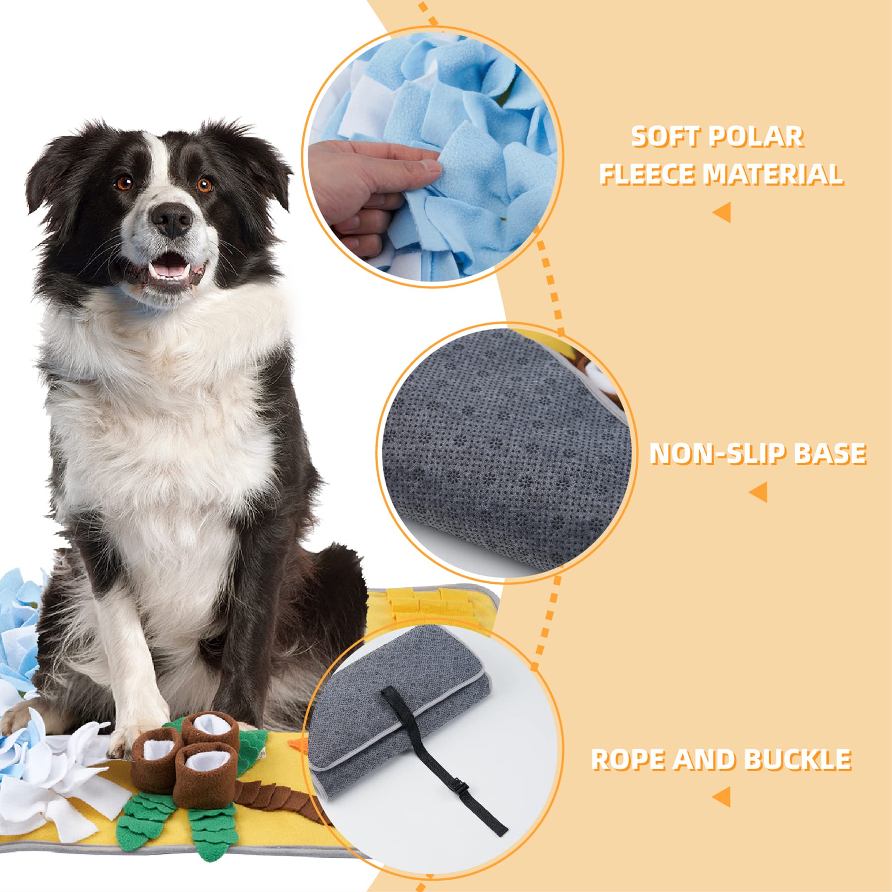 Snuffle Mat for Large Dogs & Cats - Interactive Dog Enrichment Puzzle Toy for Small, Medium & Large Breed Pets - Mental Stimulation & Slow Feeding Mat for Indoor Play & Training